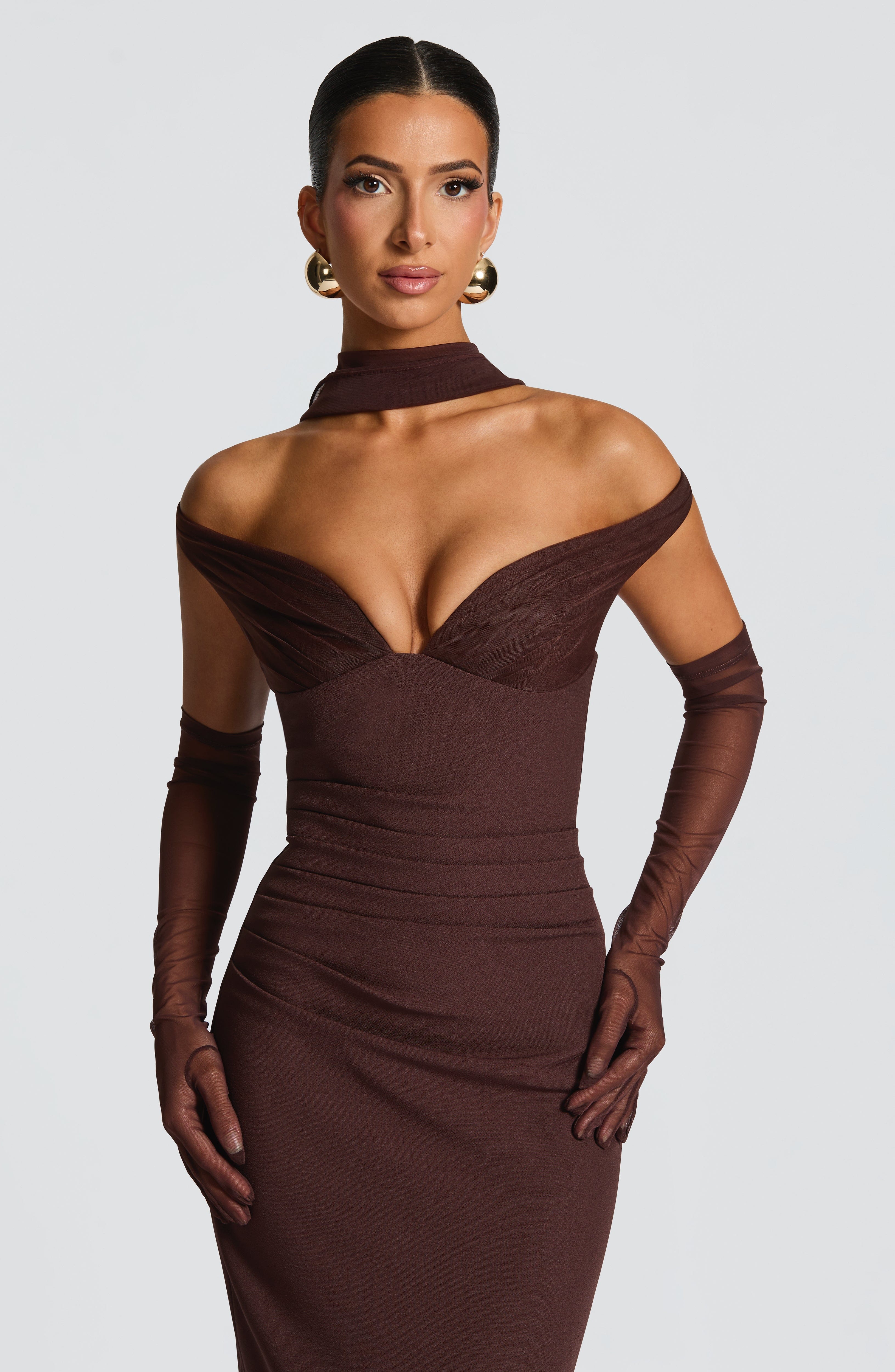 Abigail Maxi Dress - Plum Brown - Napalia