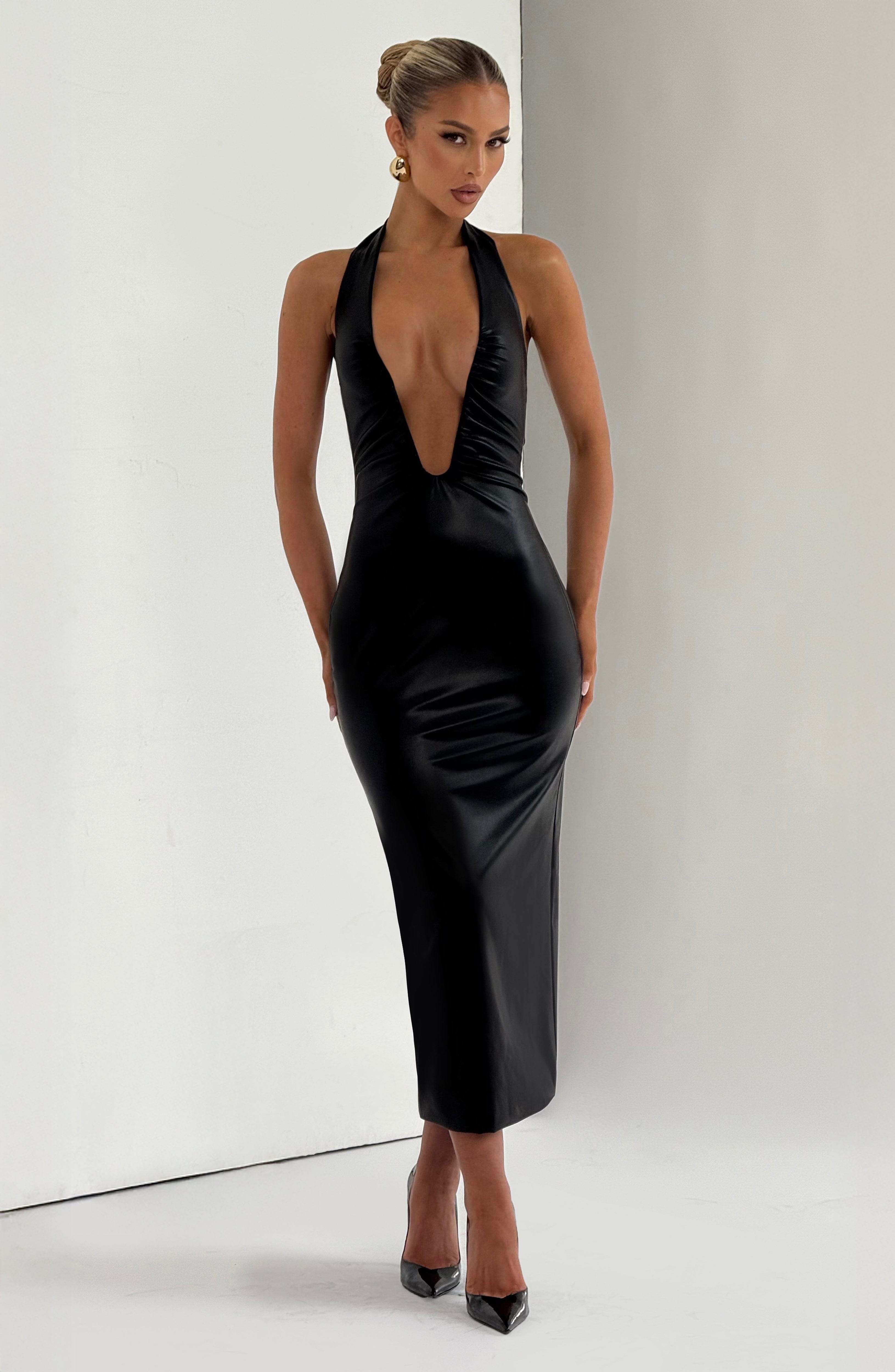 Ainsley Midi Dress - Black - Napalia