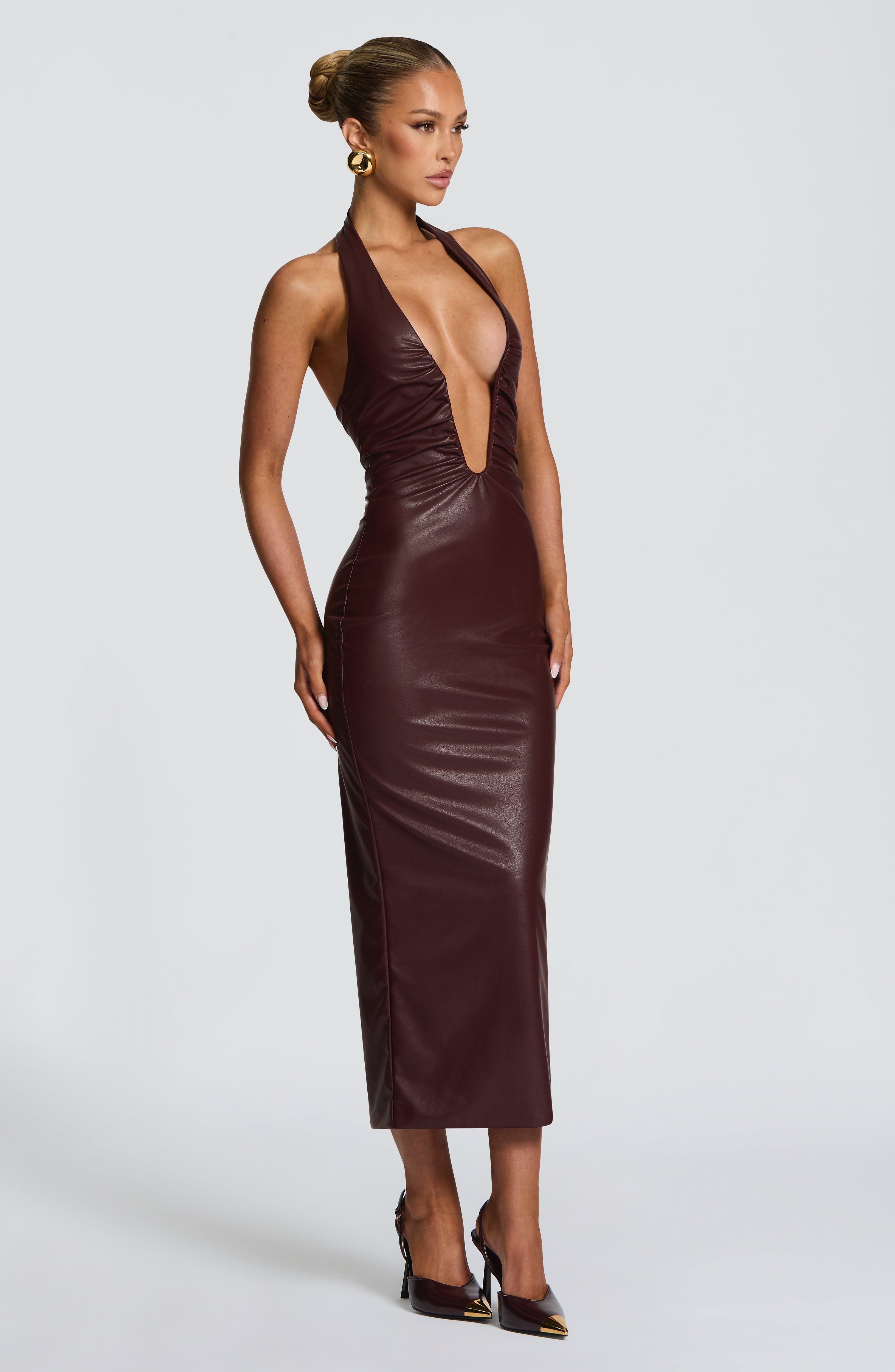 Ainsley Midi Dress - Burgundy - Napalia