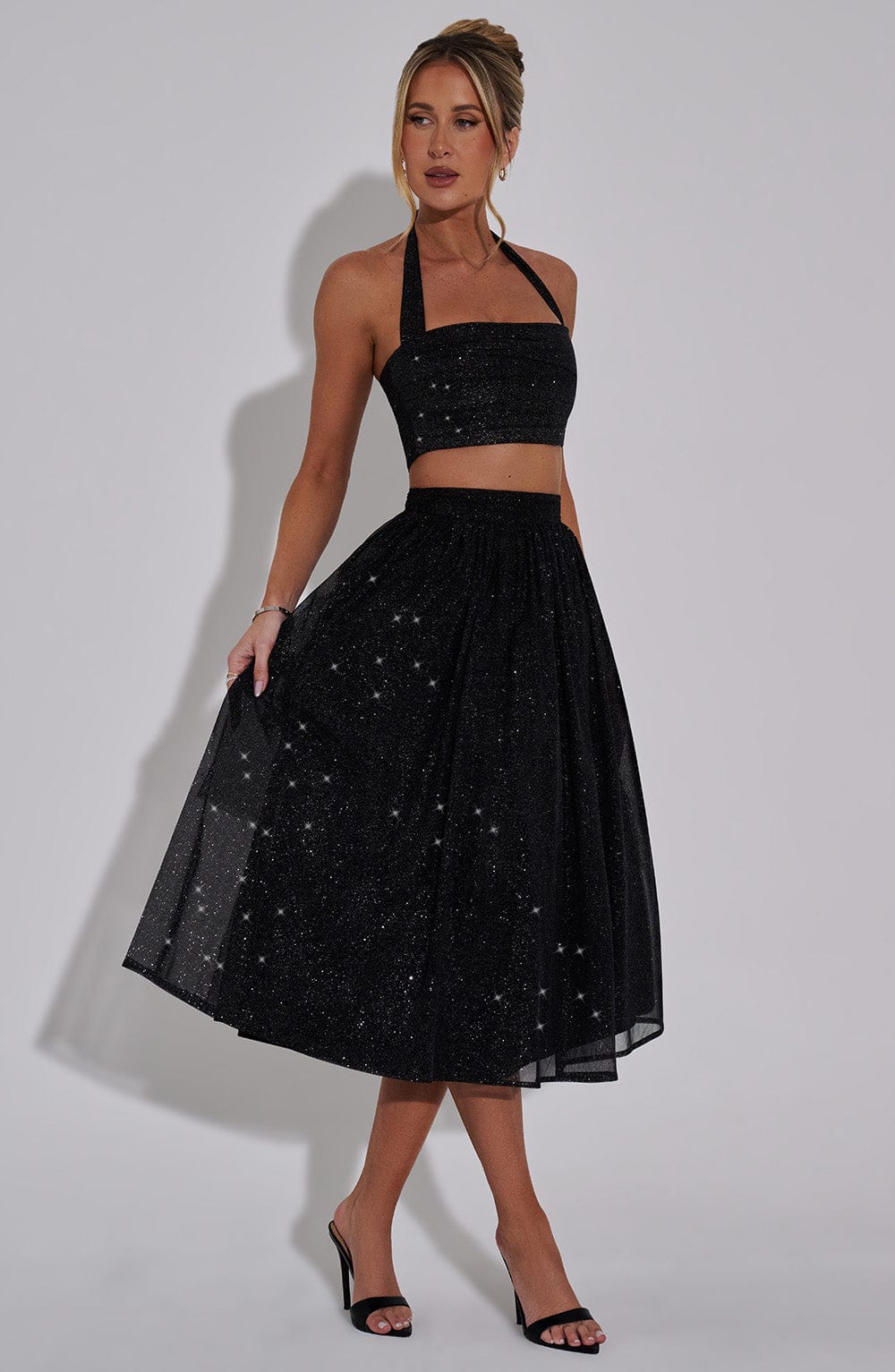Alani Crop Top - Black Sparkle - Napalia