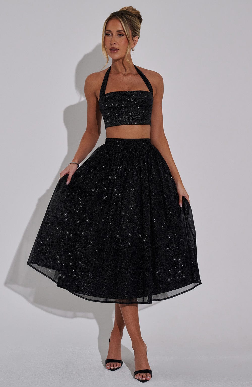 Alani Crop Top - Black Sparkle - Napalia