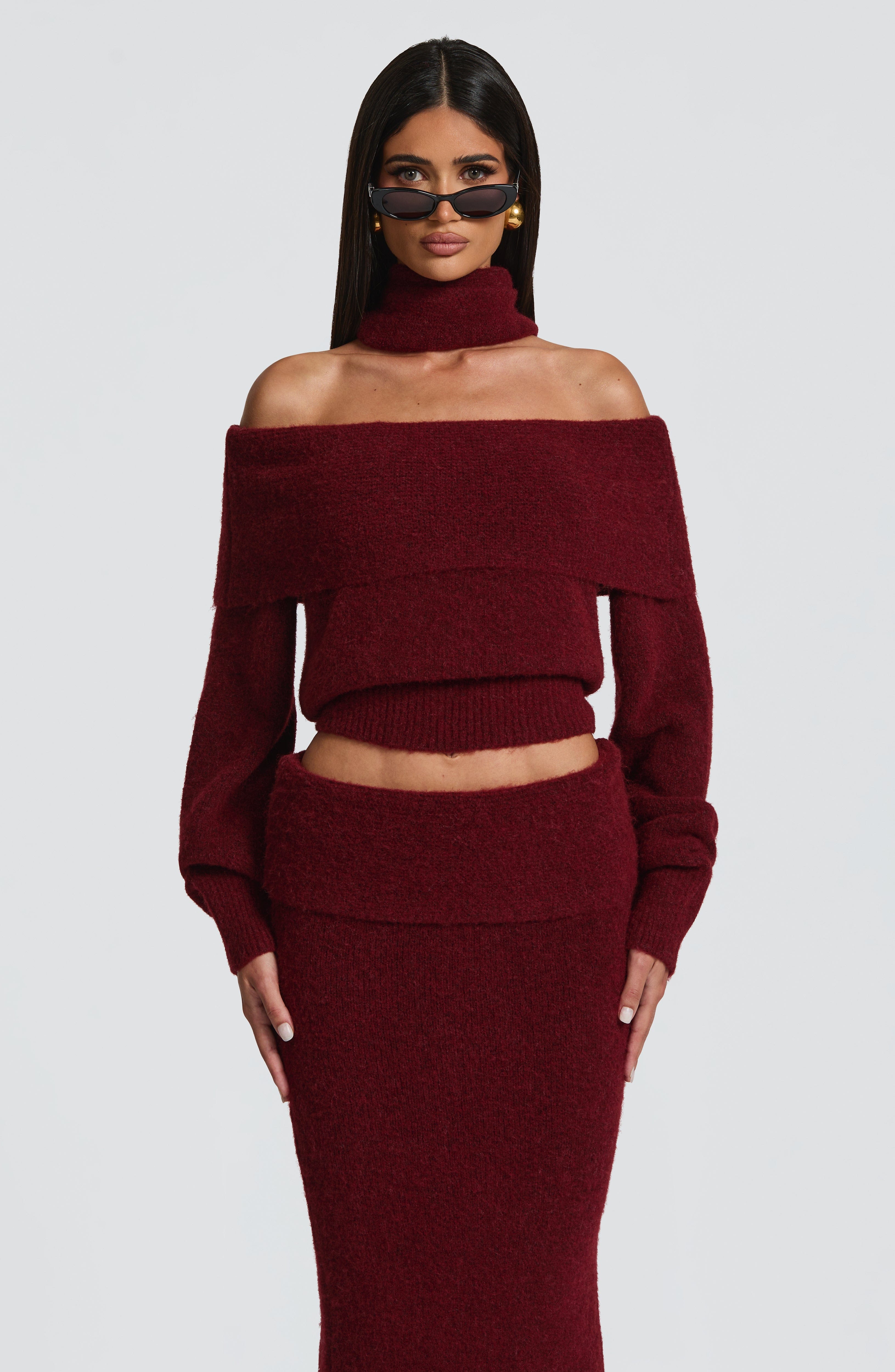 Andie Maxi Skirt - Burgundy - Napalia