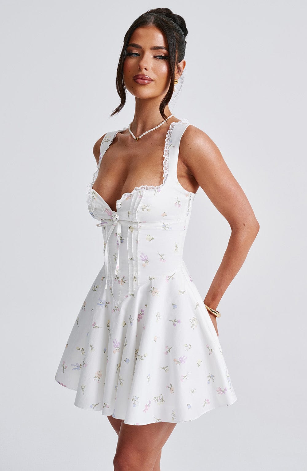 Antonella Mini Dress - Multi Floral Print - Napalia