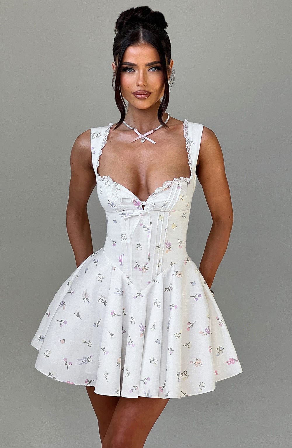 Antonella Mini Dress - Multi Floral Print - Napalia