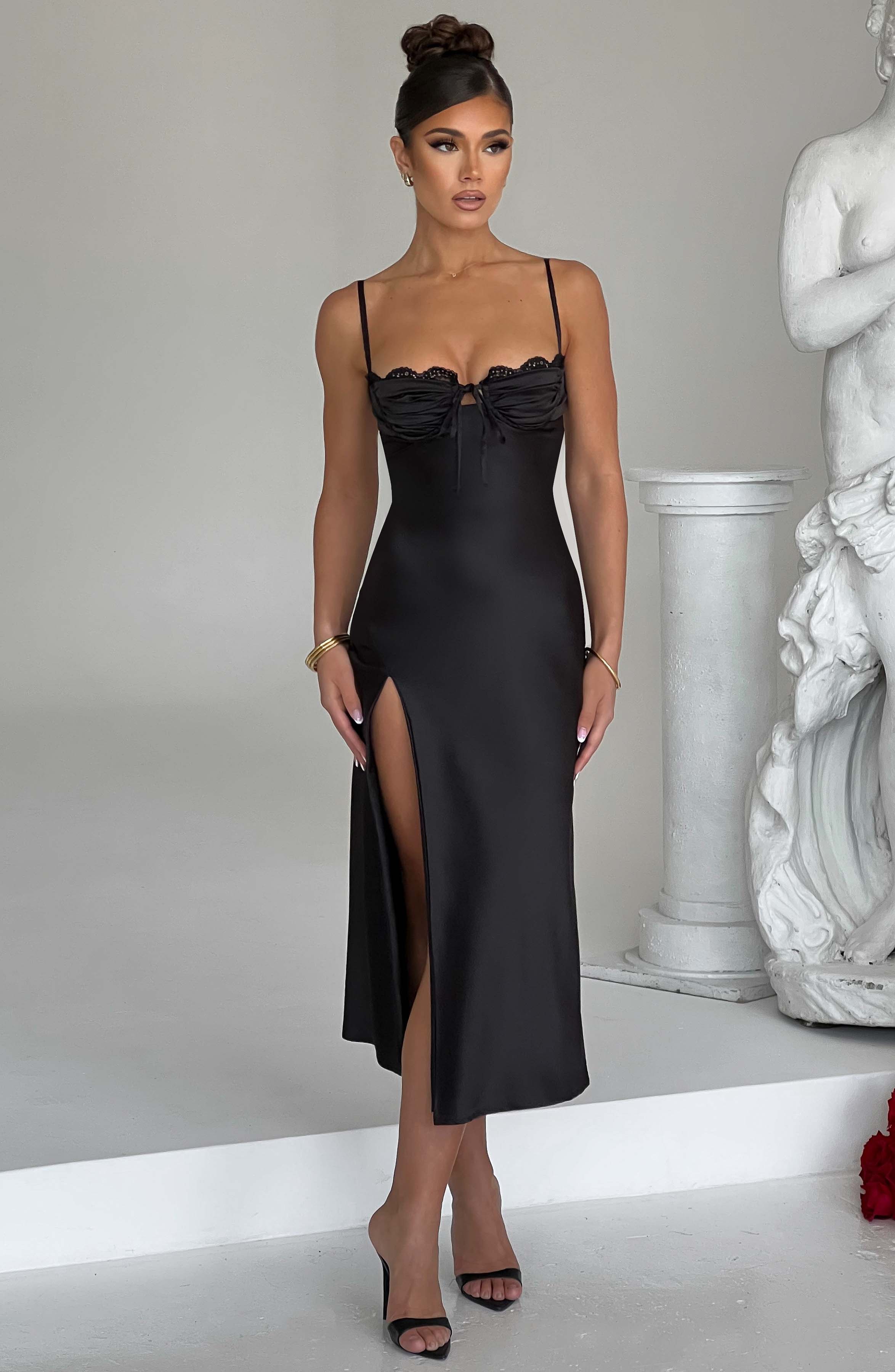 Ardelle Midi Dress - Black - Napalia