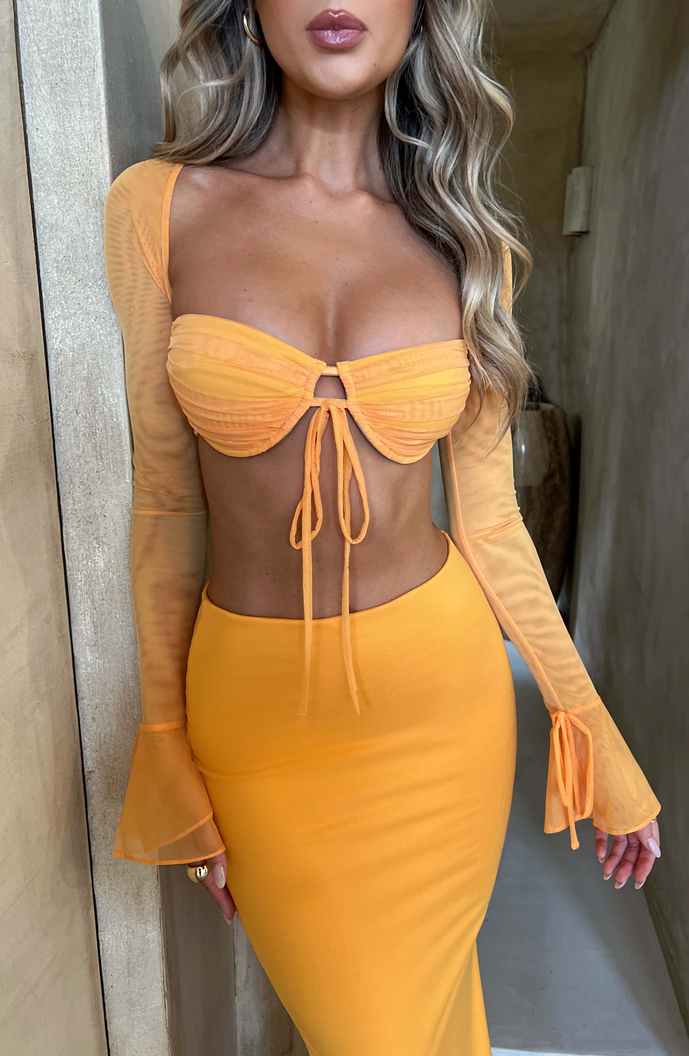 Astrid Maxi Skirt - Tangerine - Napalia