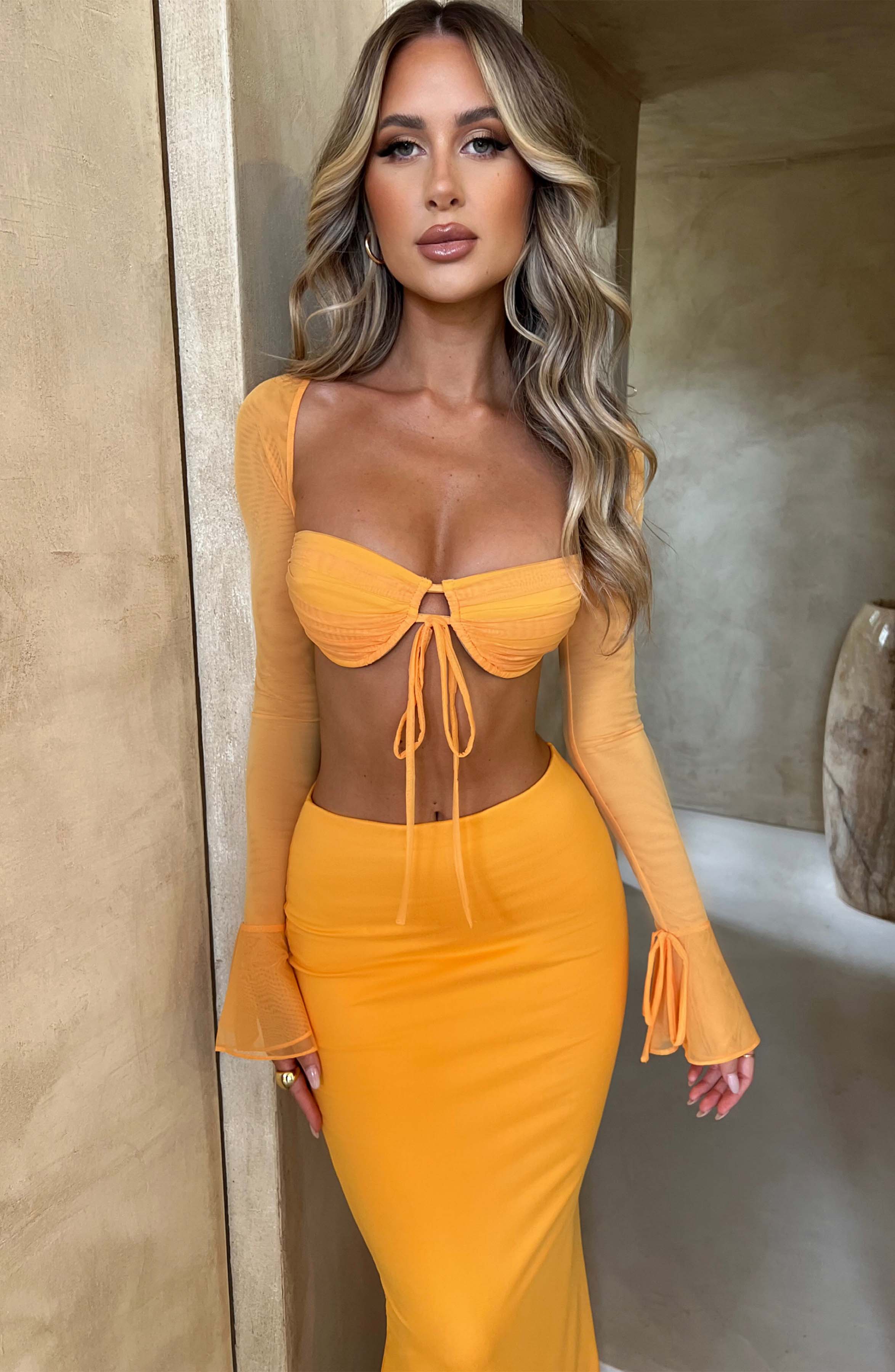 Astrid Maxi Skirt - Tangerine - Napalia