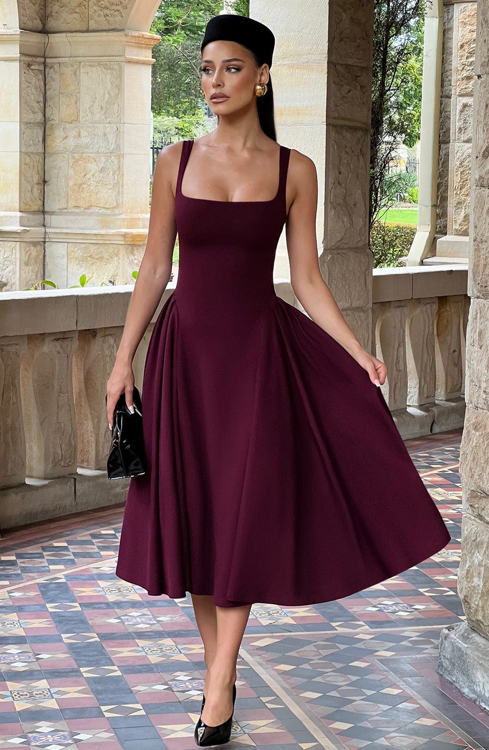 Betty Midi Dress - Cherry Lacquer - Napalia
