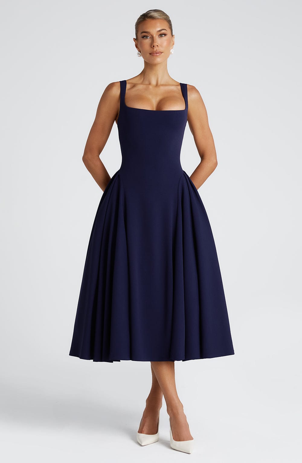 Betty Midi Dress - Navy - Napalia