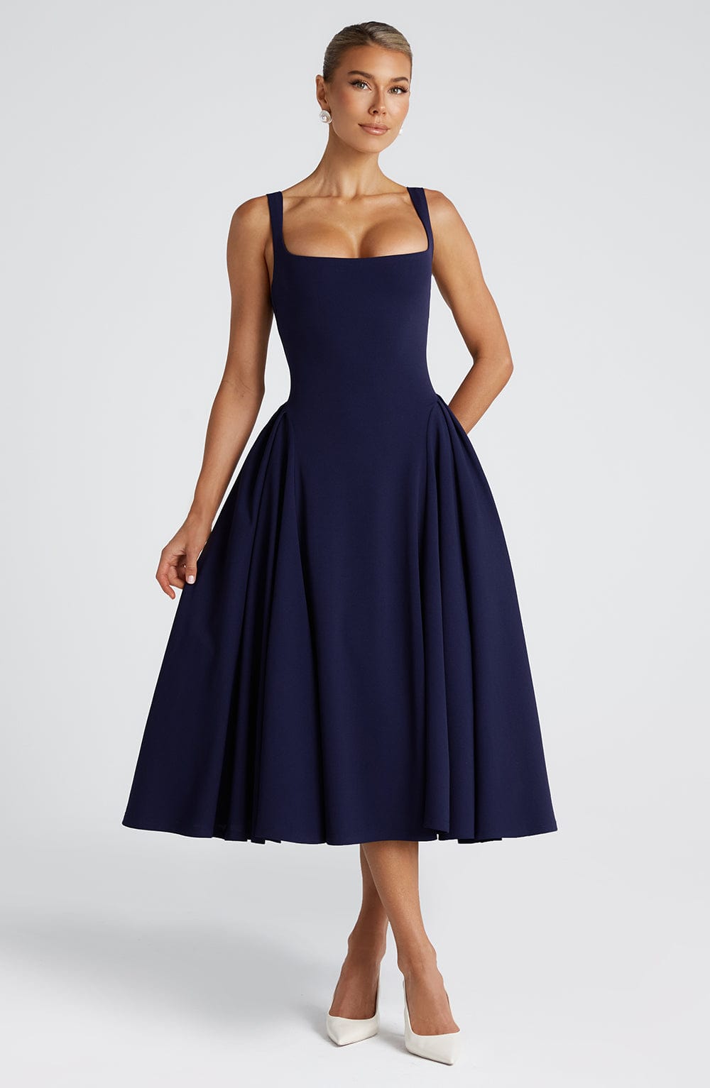 Betty Midi Dress - Navy - Napalia