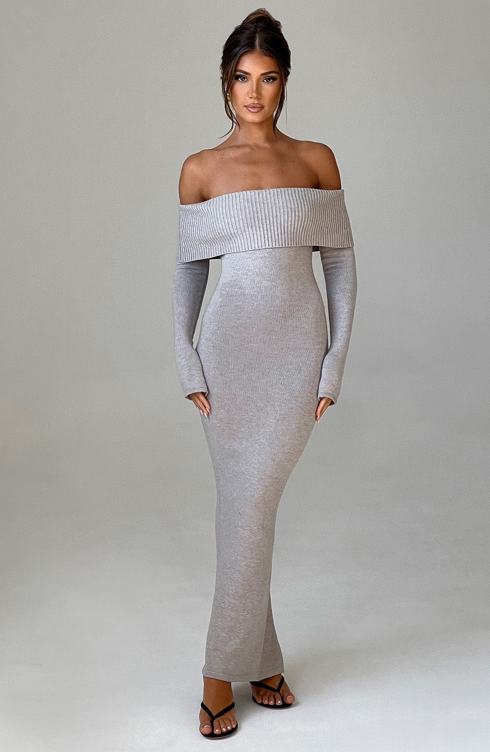 Beverley Knit Maxi Dress - Light Grey Marl - Napalia