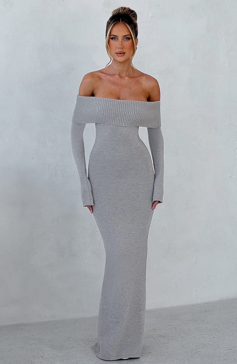 Beverley Knit Maxi Dress - Light Grey Marl - Napalia