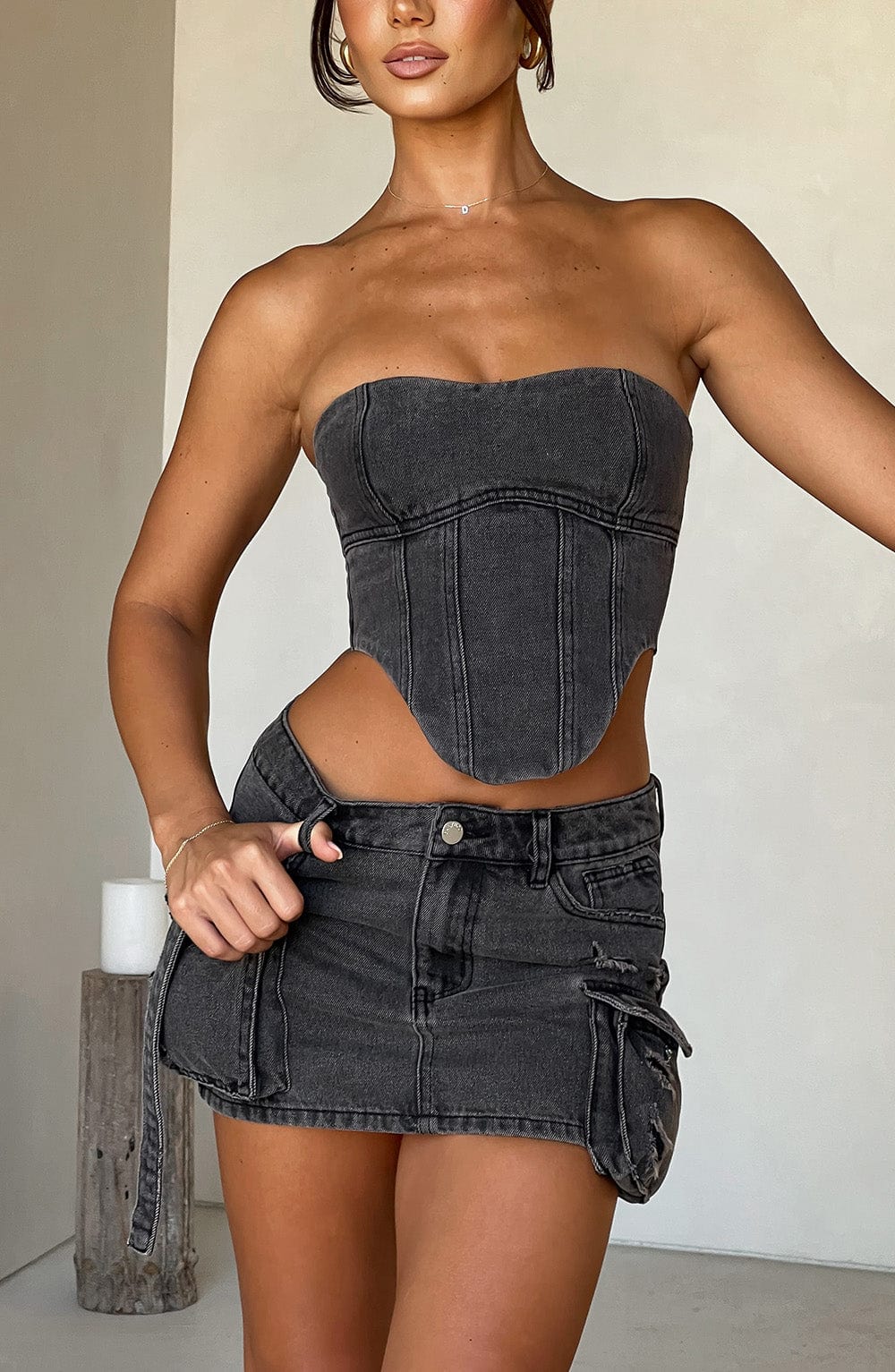 Billie Mini Skirt - Black Wash - Napalia