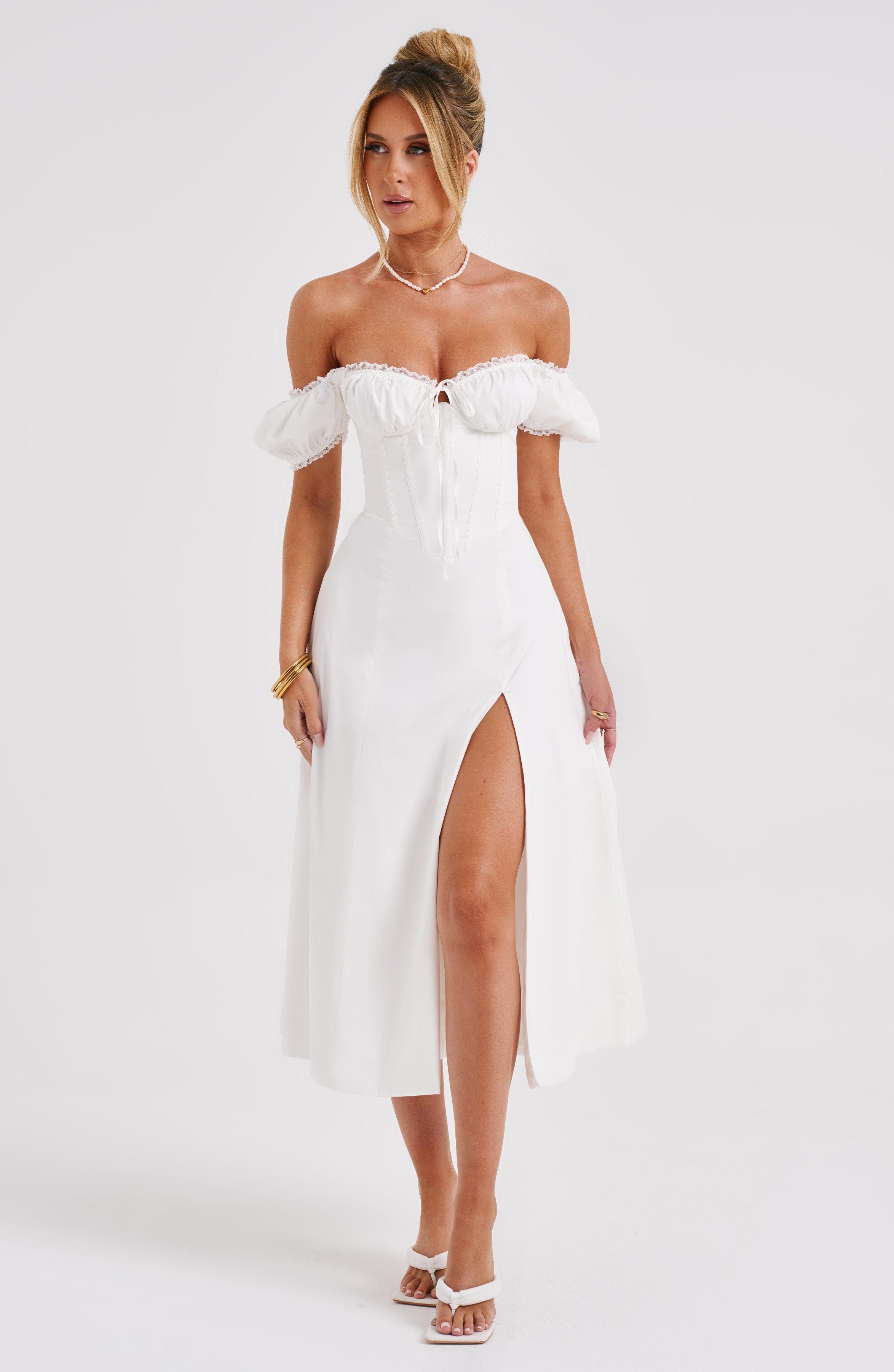 Courtney Midi Dress - Ivory - Napalia