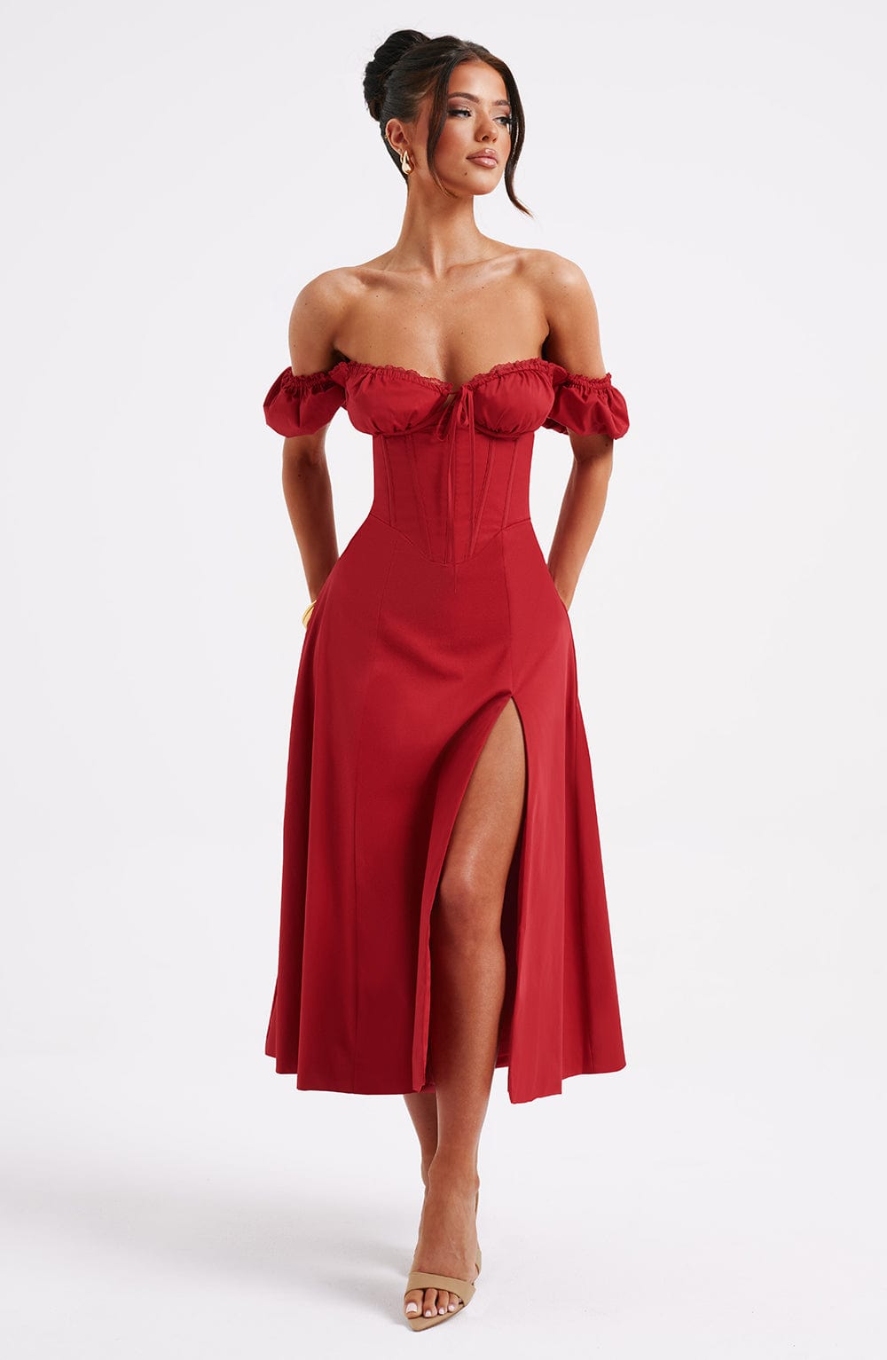 Courtney Midi Dress - Red - Napalia
