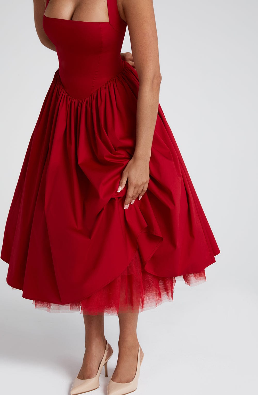 Cressida Midi Dress - Red - Napalia
