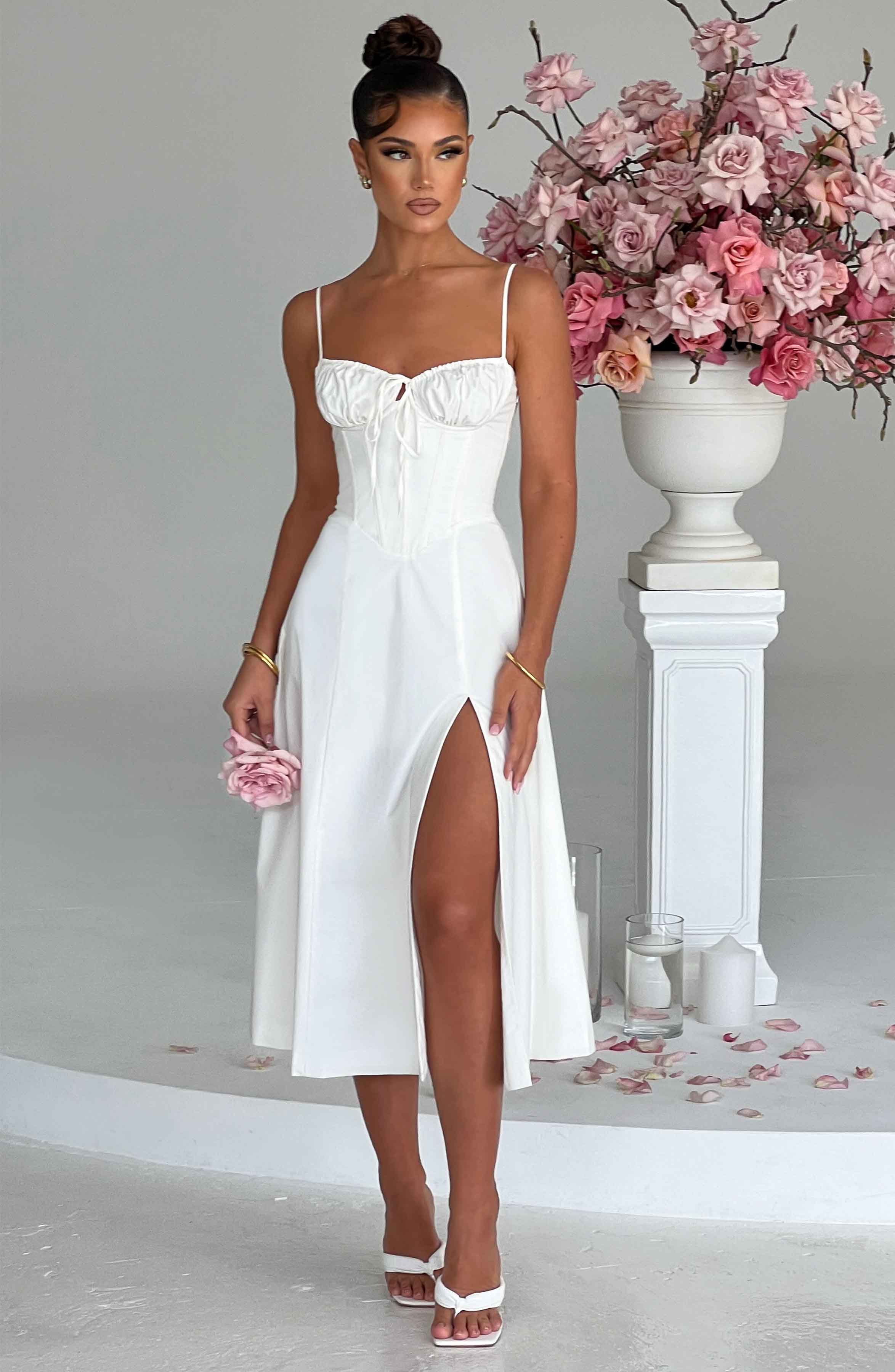 Deanna Midi Dress - Ivory - Napalia