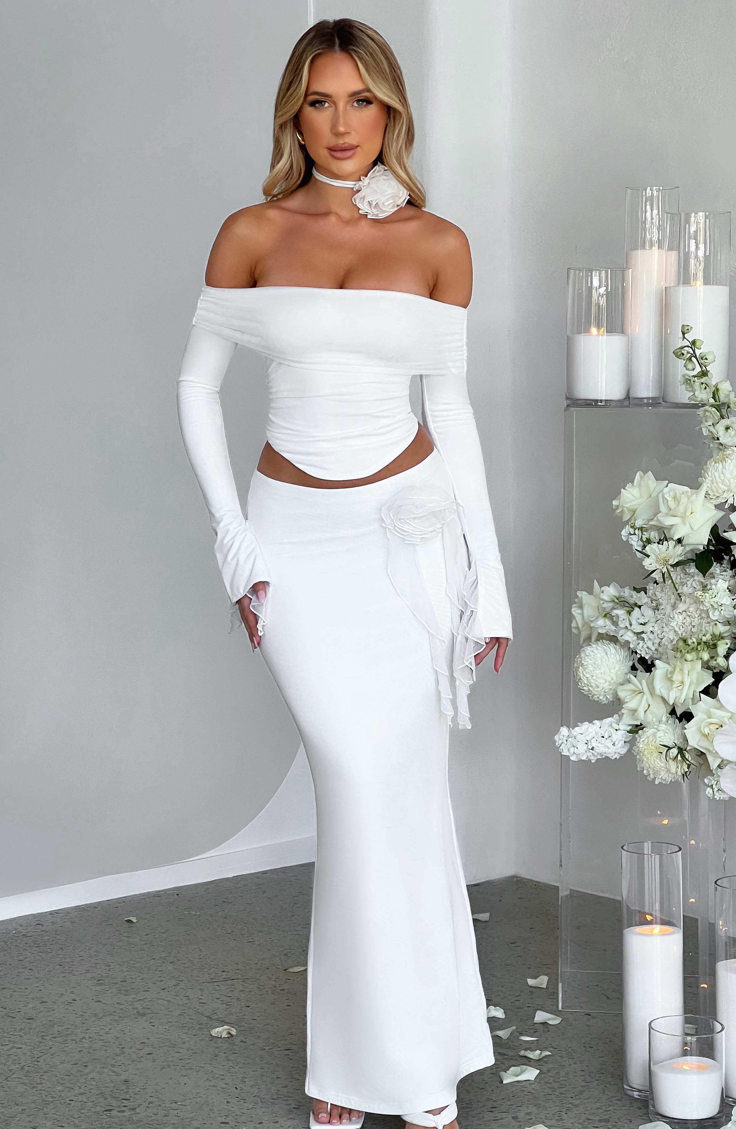 Deema Maxi Skirt - Ivory - Napalia