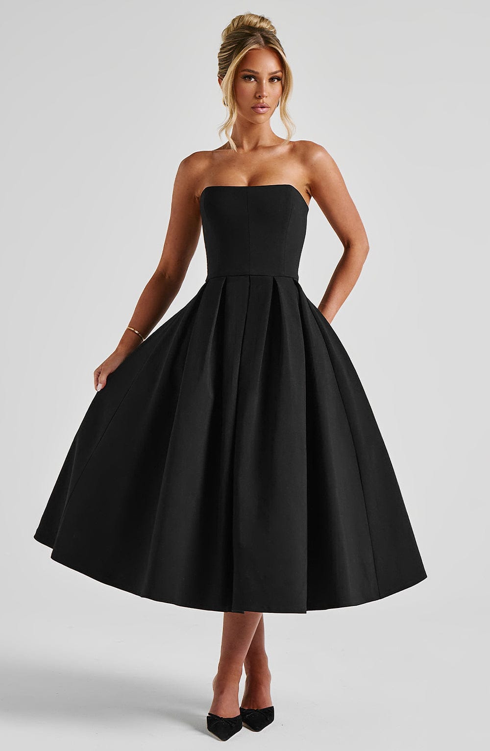 Edith Midi Dress - Black - Napalia