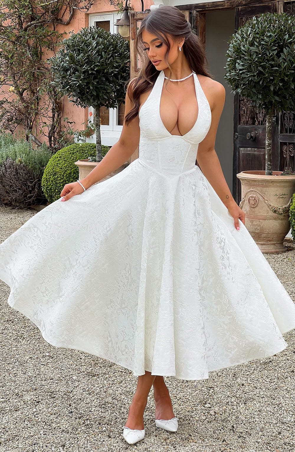 Effie Midi Dress - Ivory - Napalia
