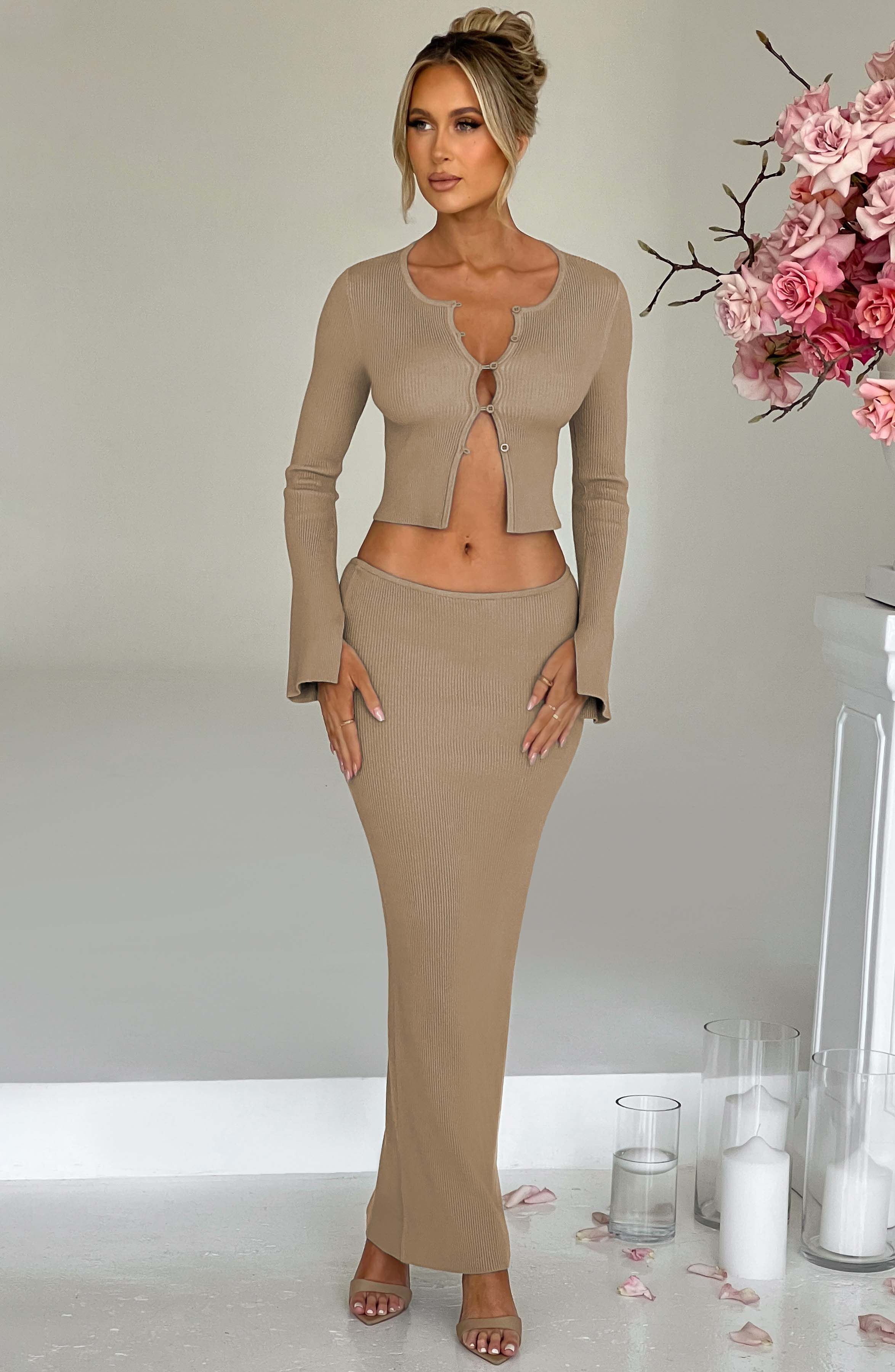 Elia Maxi Skirt - Beige - Napalia
