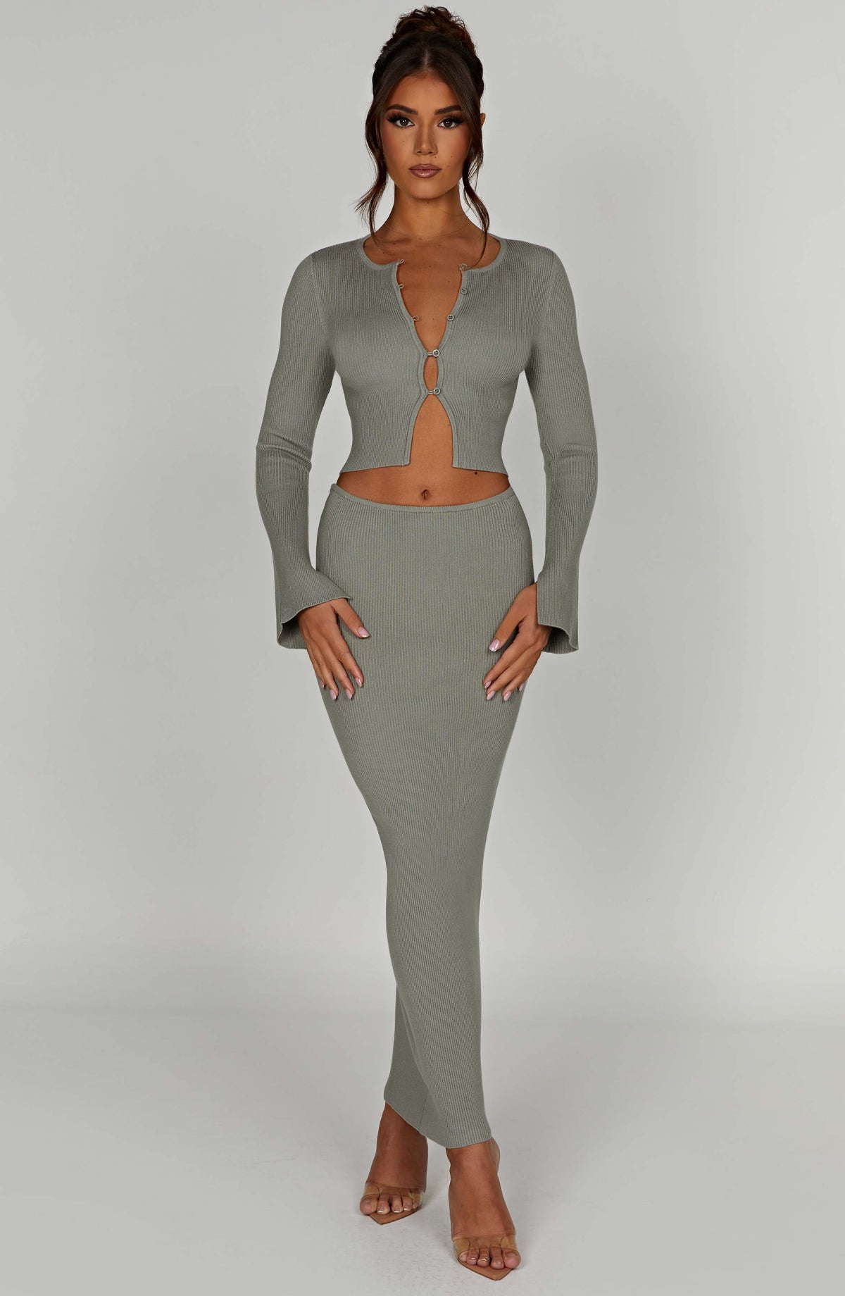 Elia Maxi Skirt - Khaki - Napalia