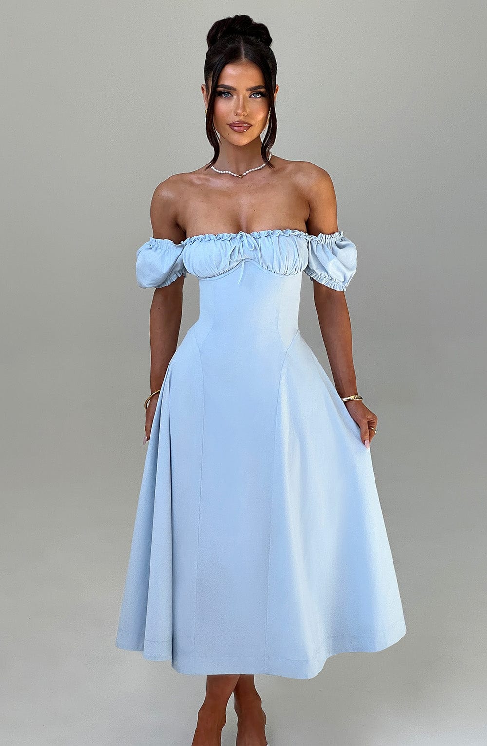 Elora Midi Dress - Blue - Napalia