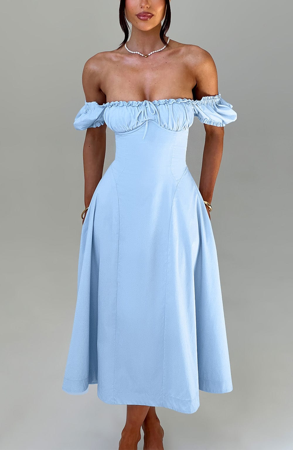 Elora Midi Dress - Blue - Napalia