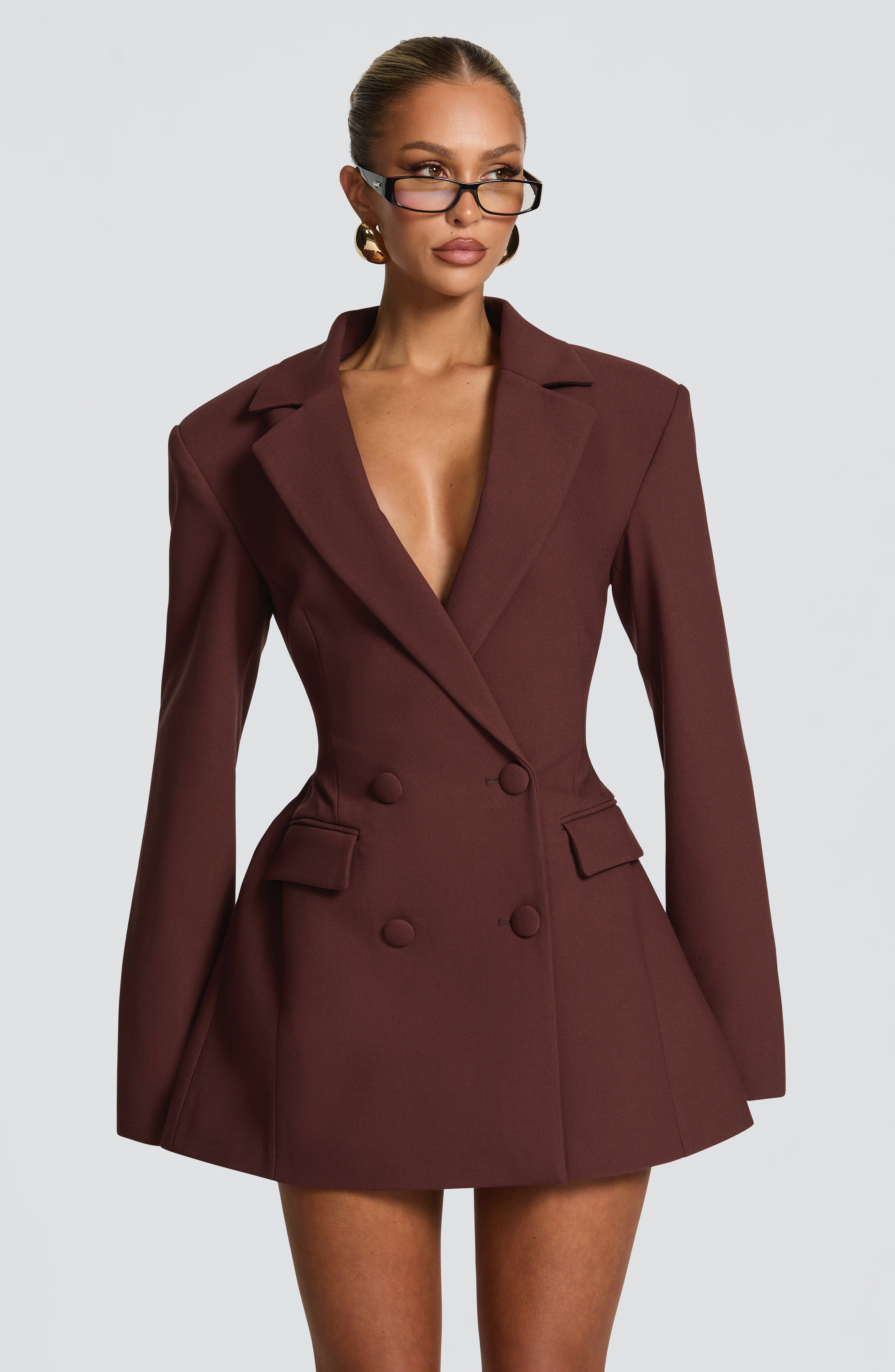 Elvira Mini Dress - Plum Brown - Napalia