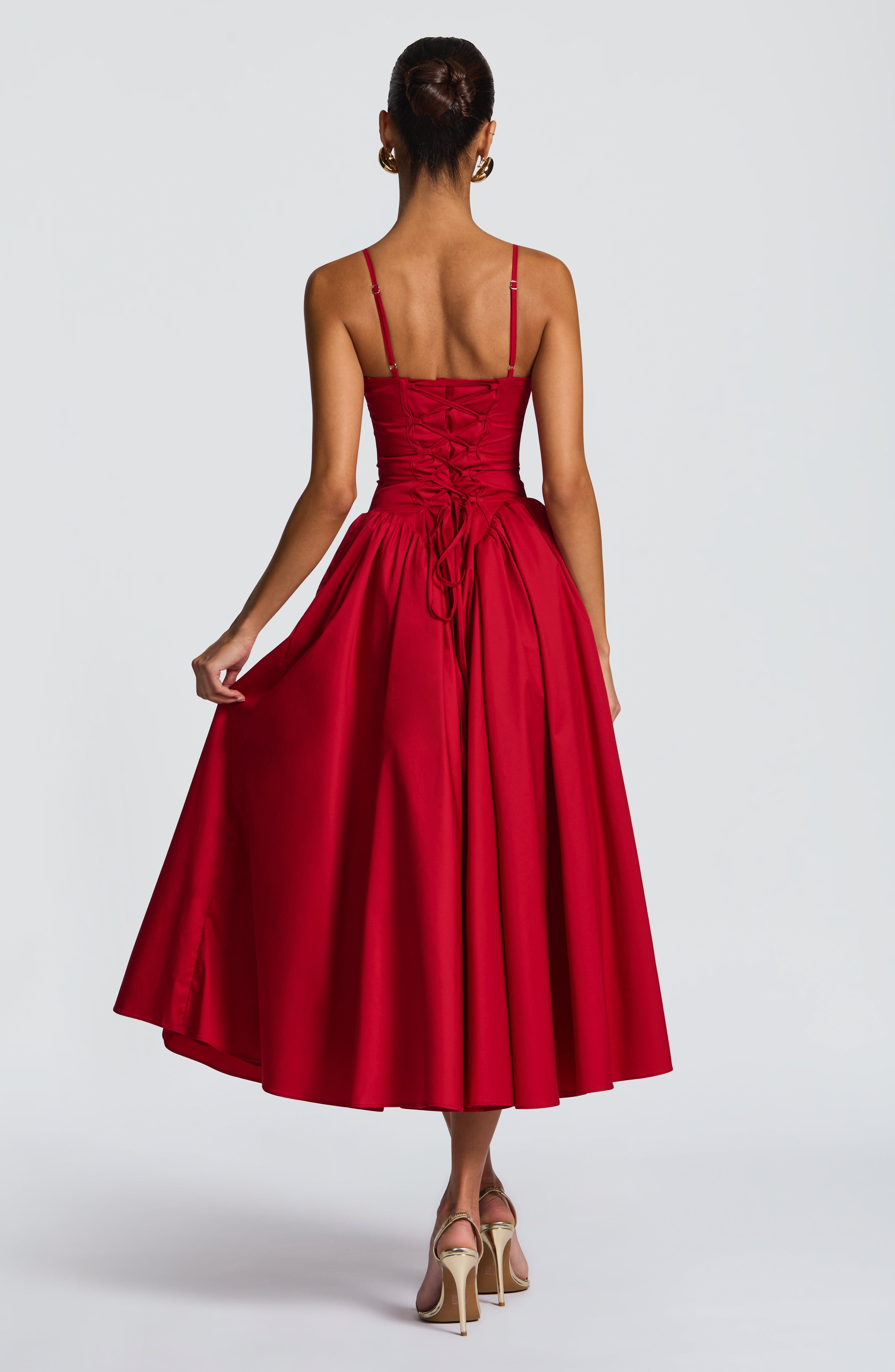 Emerson Midi Dress - Red - Napalia