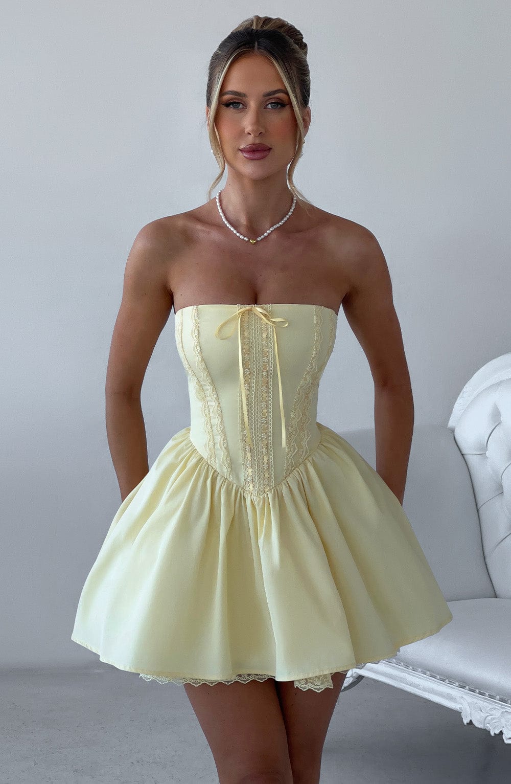 Evie Mini Dress - Lemon - Napalia