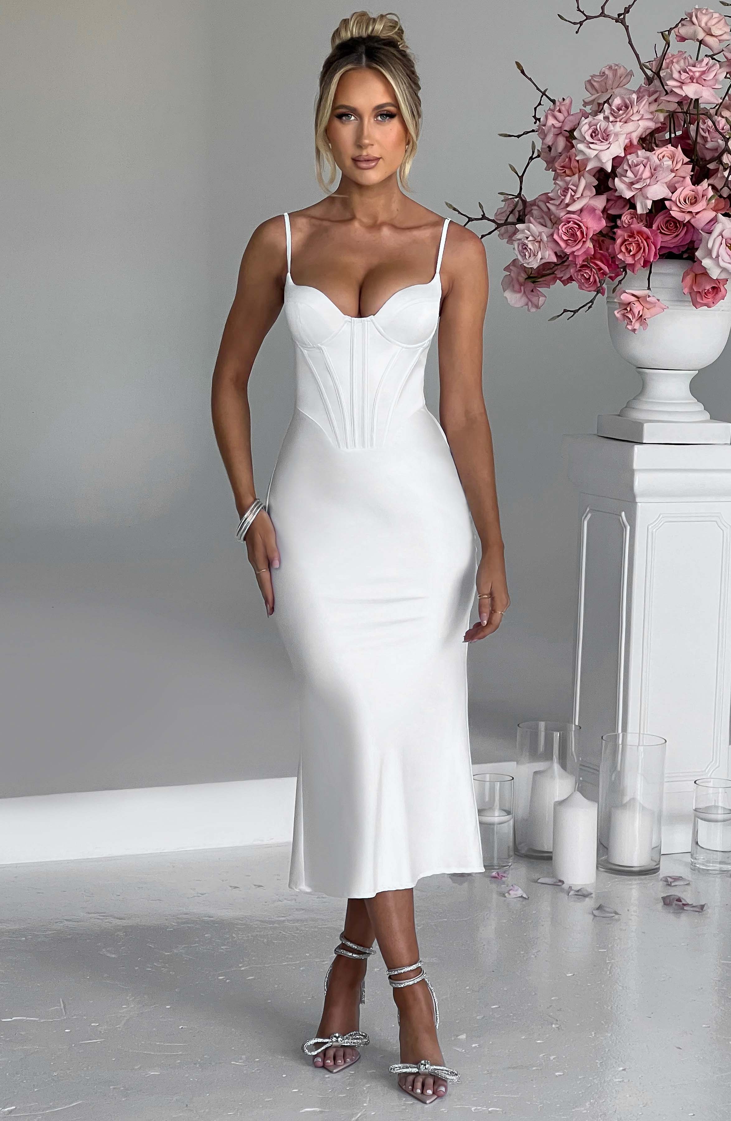 Farrah Midi Dress - Ivory - Napalia
