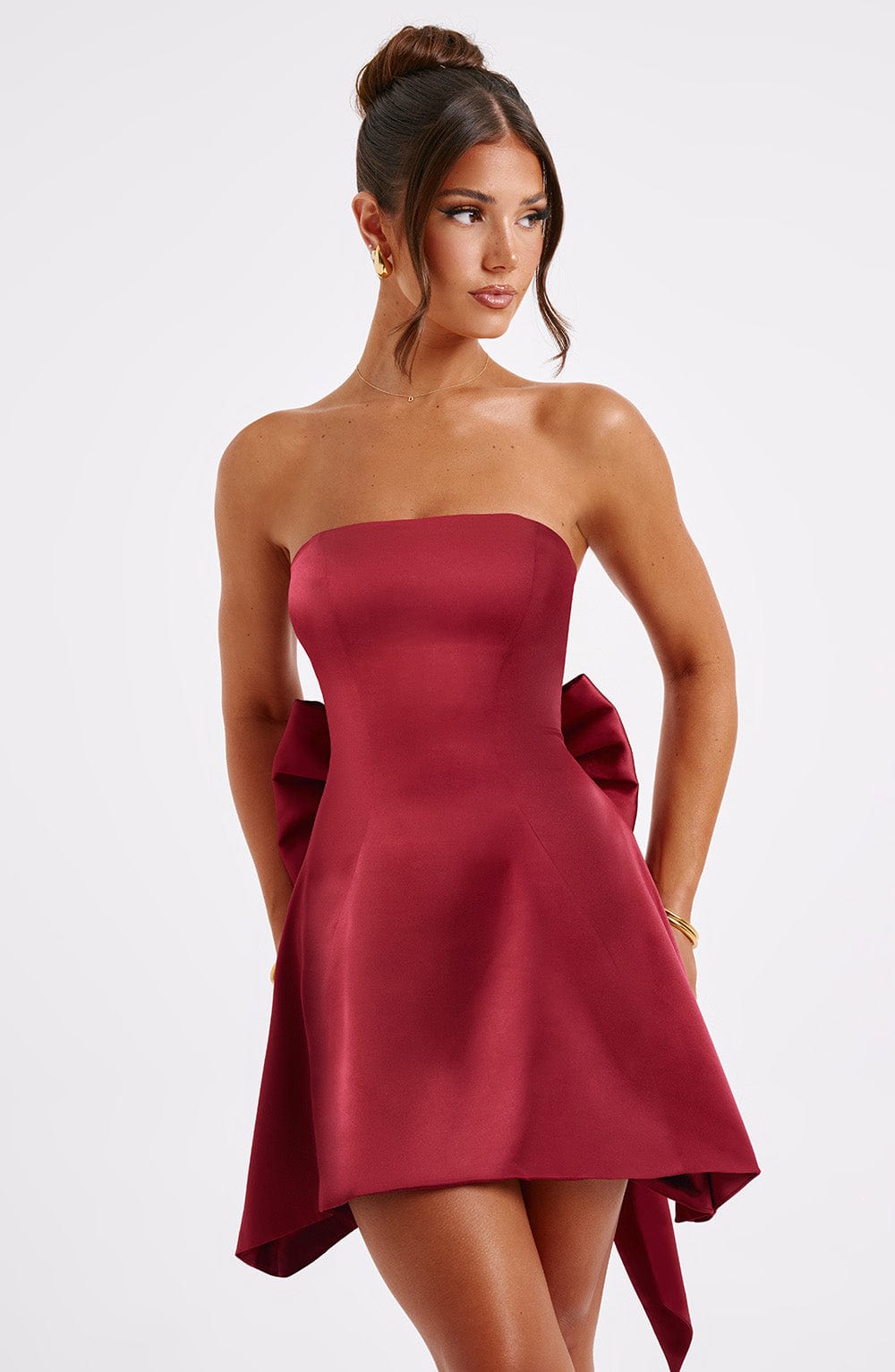 Freja Mini Dress - Burgundy - Napalia
