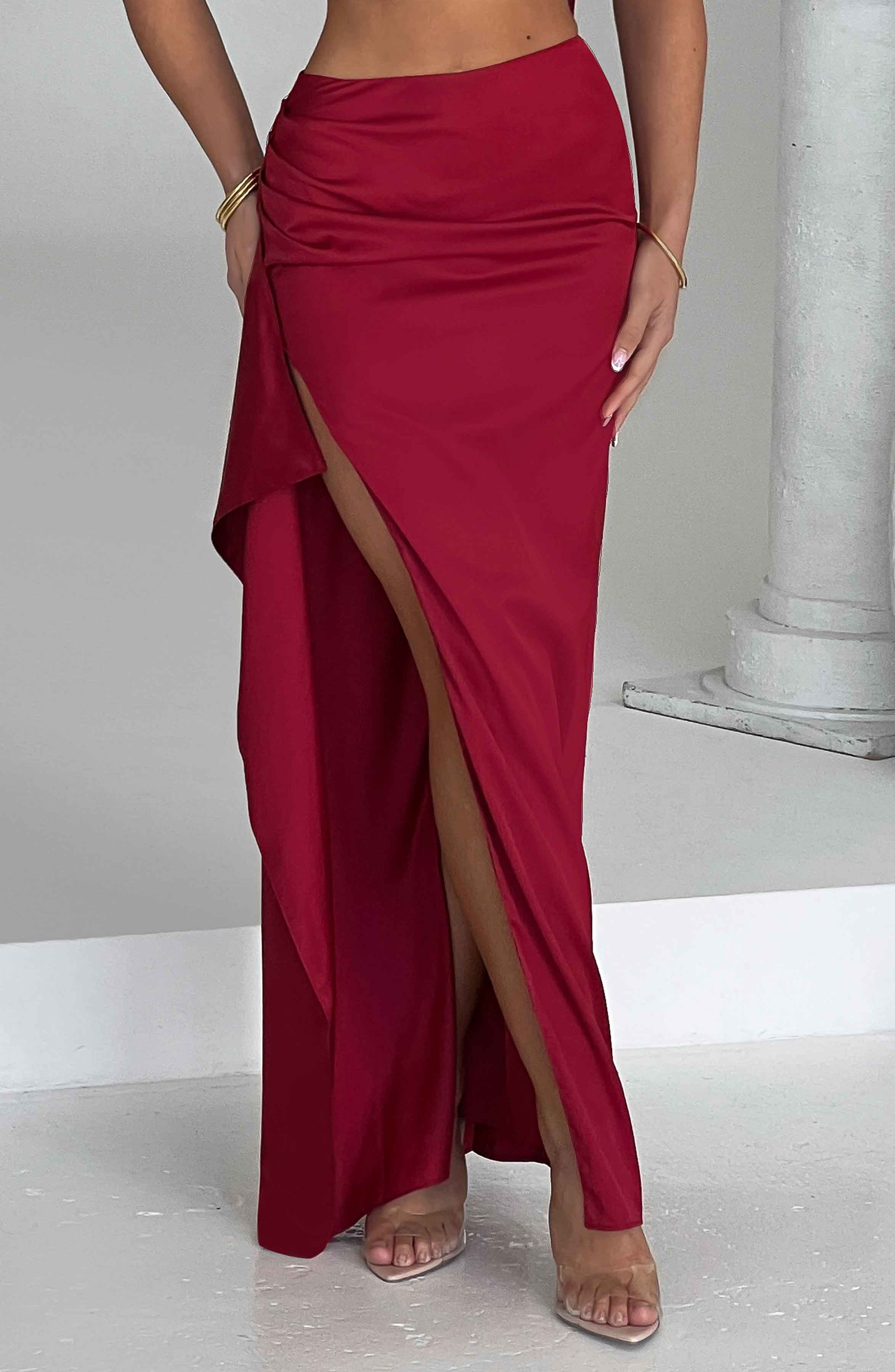 Halsey Maxi Skirt - Wine - Napalia
