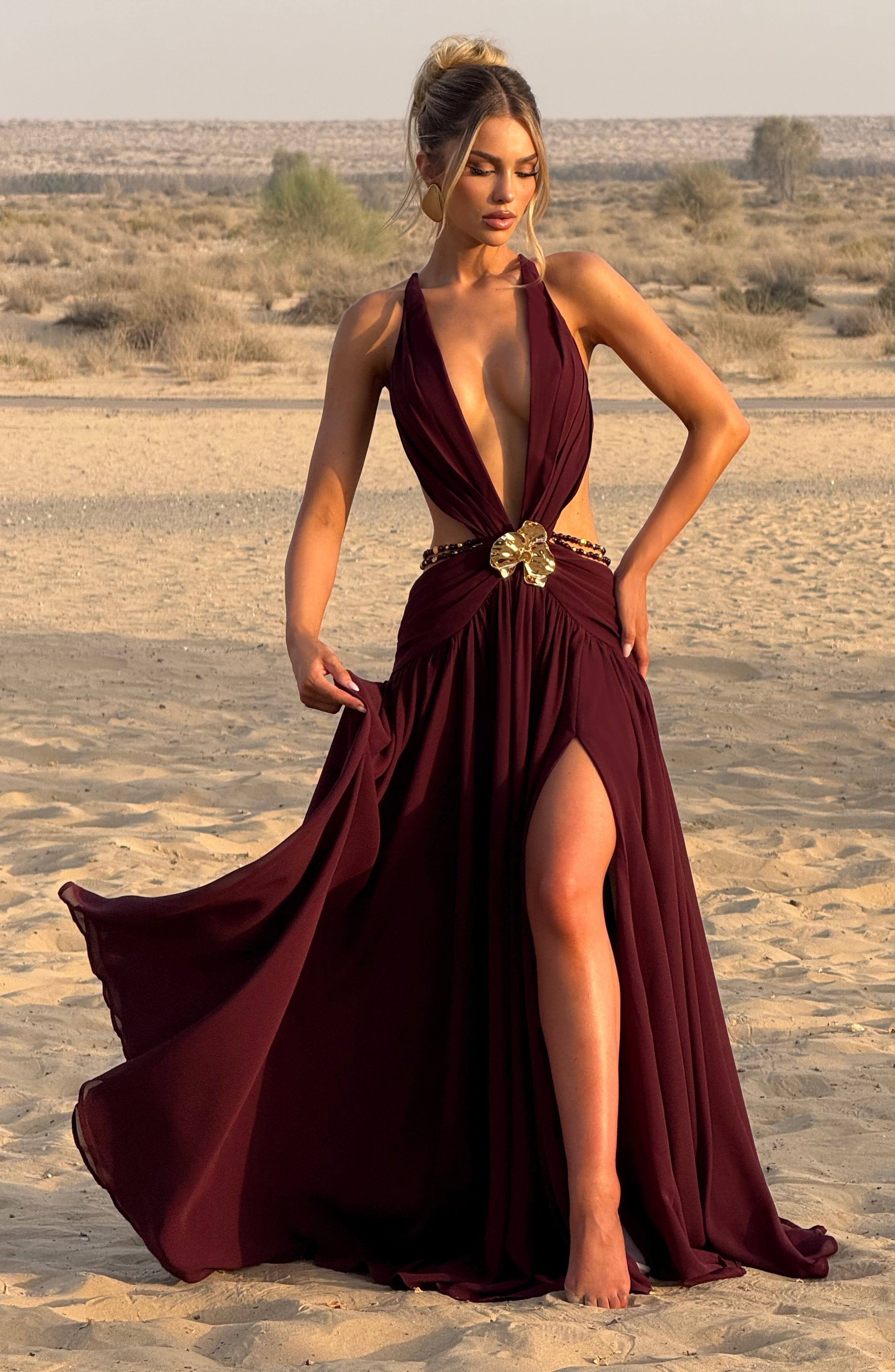 Indianna Maxi Dress - Cherry Lacquer - Napalia