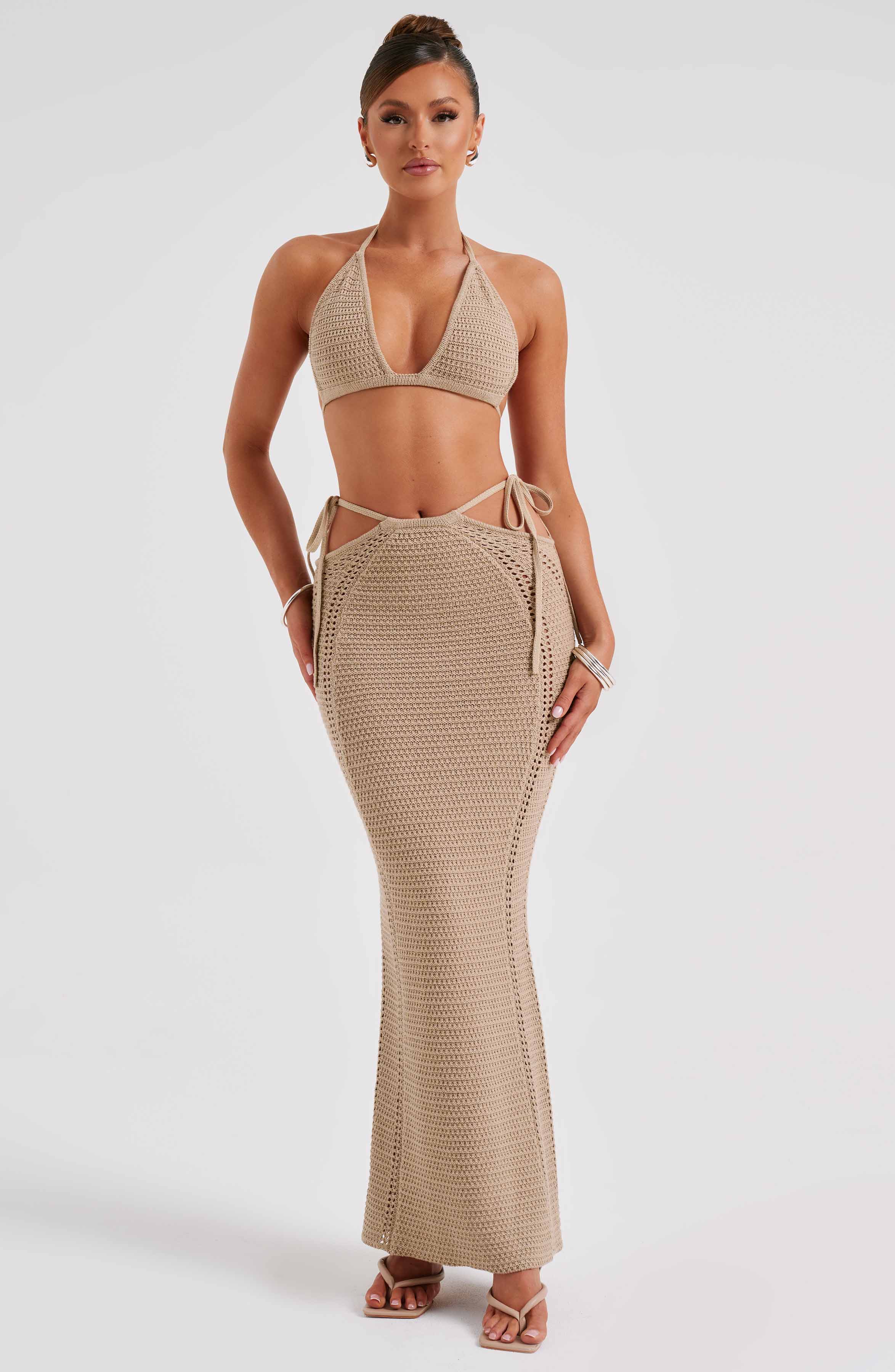Jia Maxi Skirt - Beige - Napalia