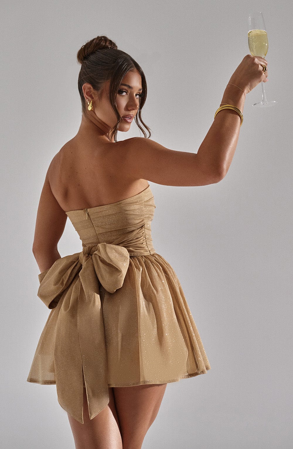 Katrina Mini Dress - Gold Sparkle - Napalia