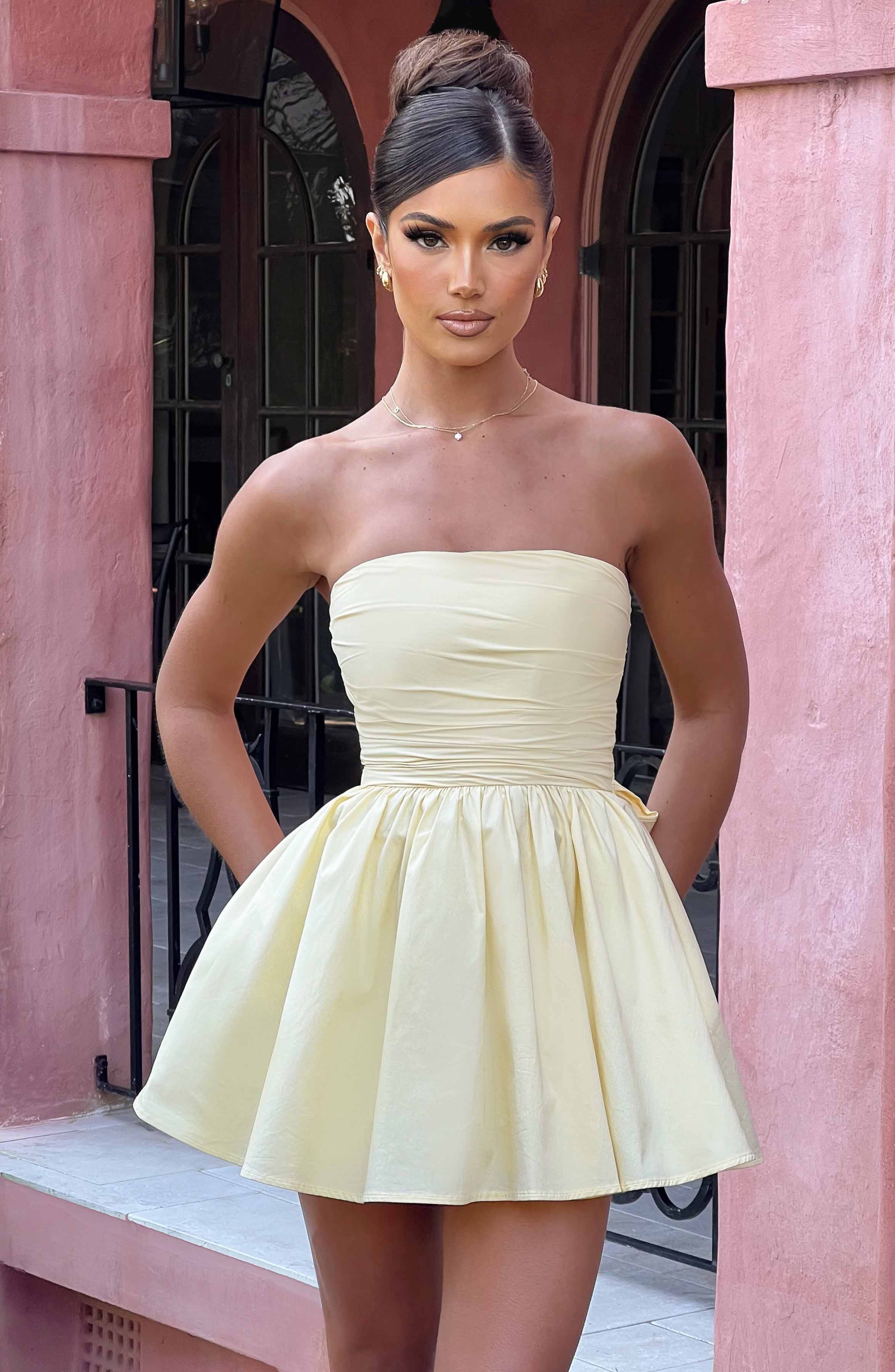 Katrina Mini Dress - Lemon - Napalia