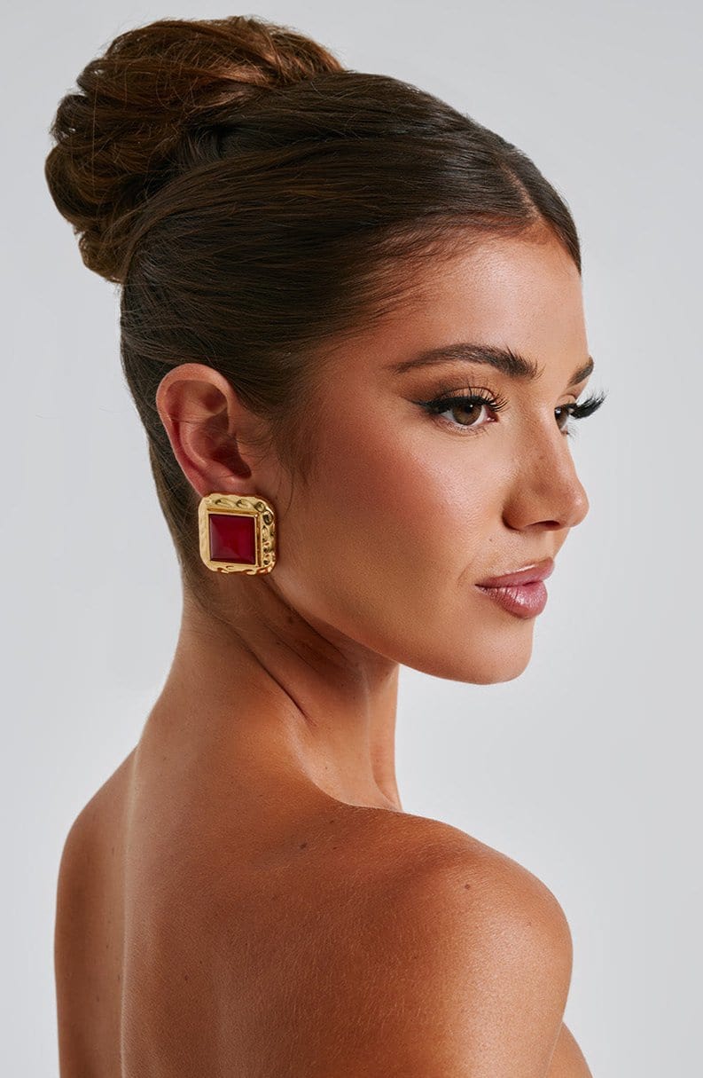 Kennedy Earrings - Red/Gold - Napalia