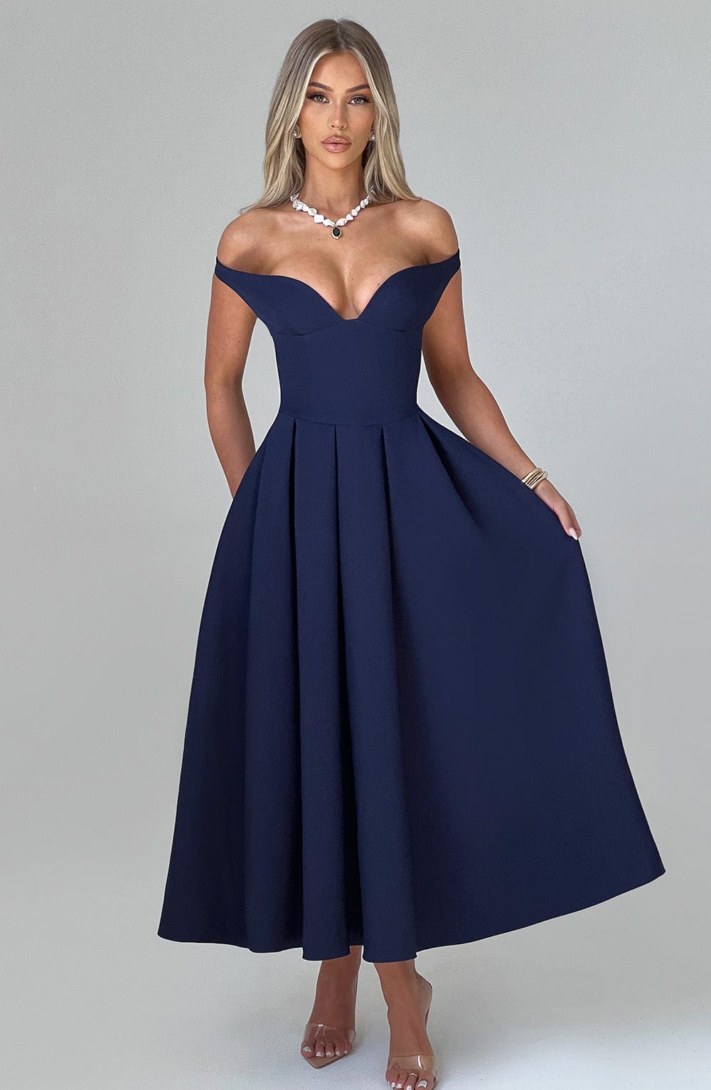 Lanetta Midi Dress - Navy - Napalia