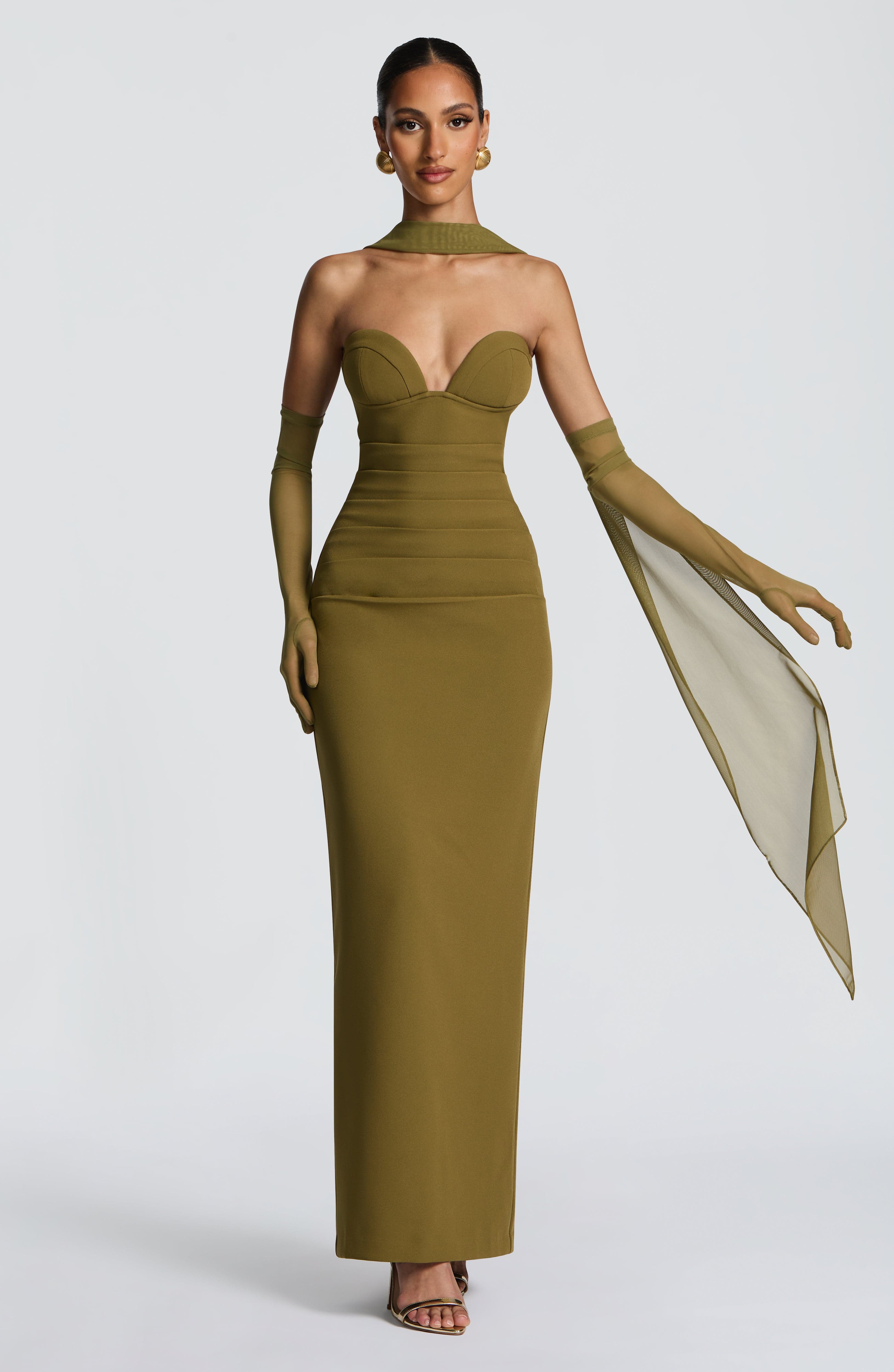 Lindsey Maxi Dress - Deep Olive - Napalia