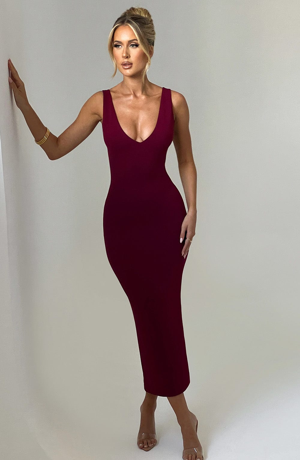 Lucinda Midi Dress - Burgundy - Napalia