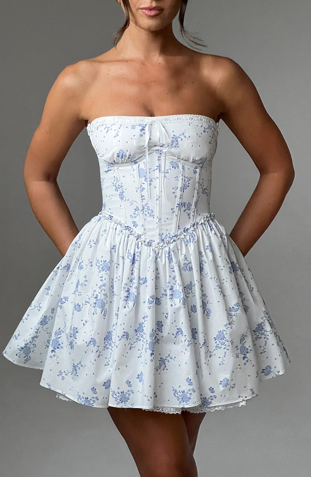 Maeve Mini Dress - Blue Ditsy Print - Napalia