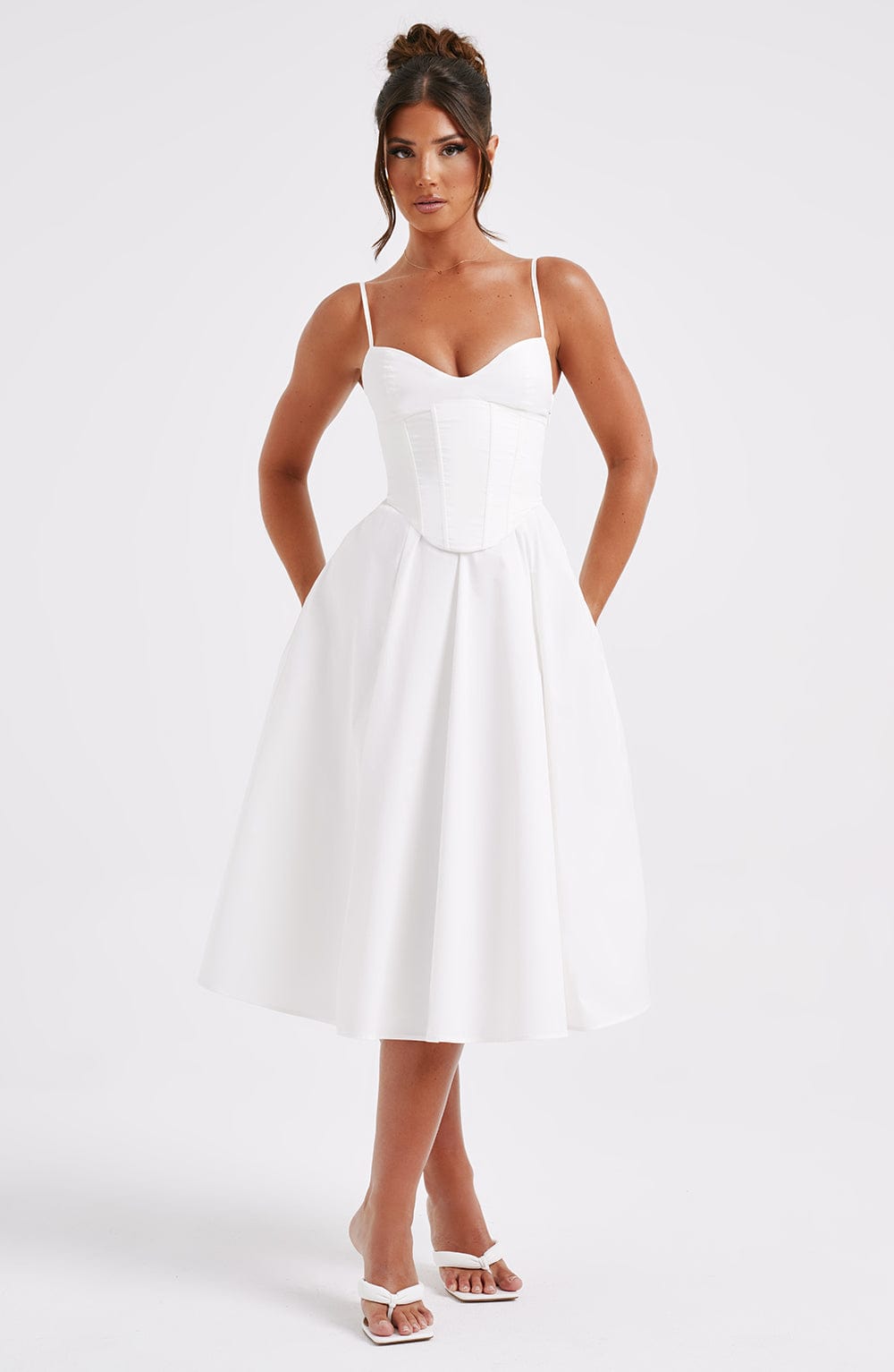 Mariella Midi Dress - Ivory - Napalia