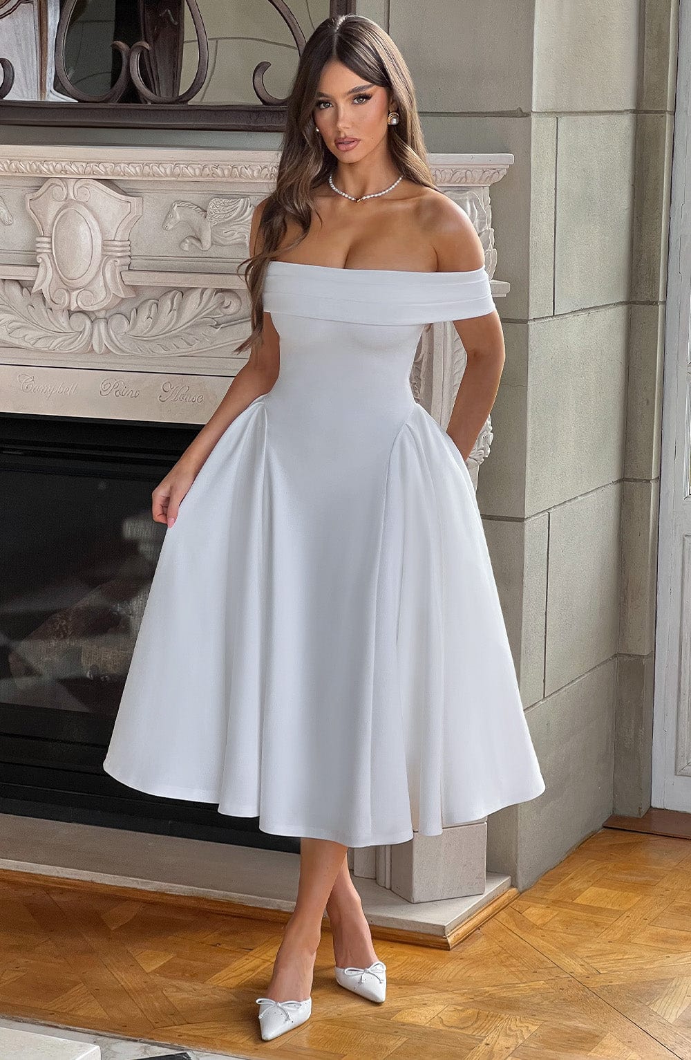 Miranda Midi Dress - Ivory - Napalia