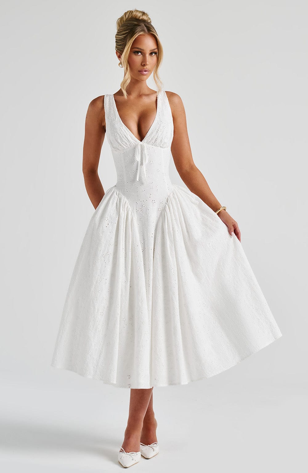 Monroe Midi Dress - Ivory - Napalia
