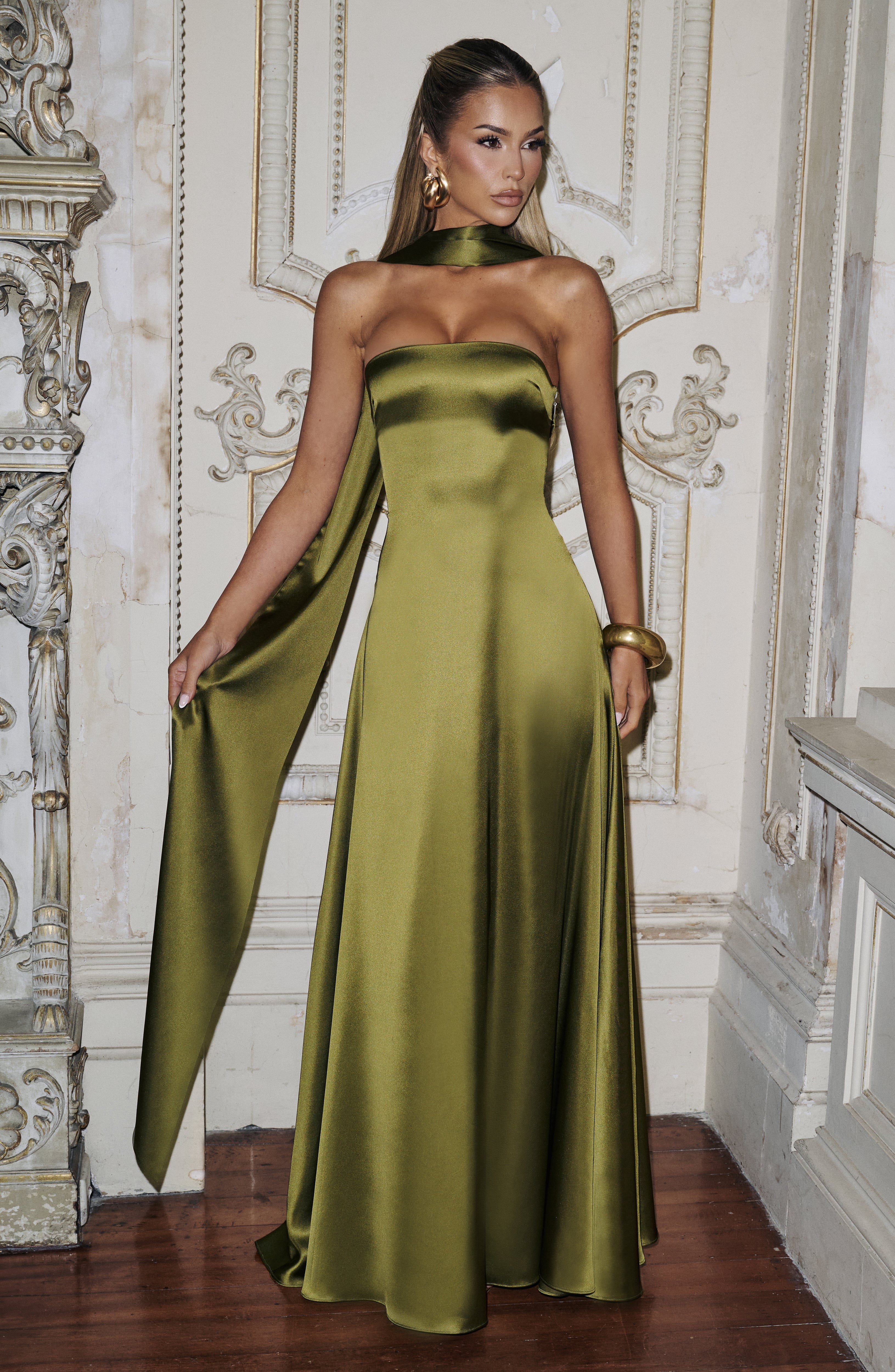 Morven Maxi Dress - Deep Olive - Napalia