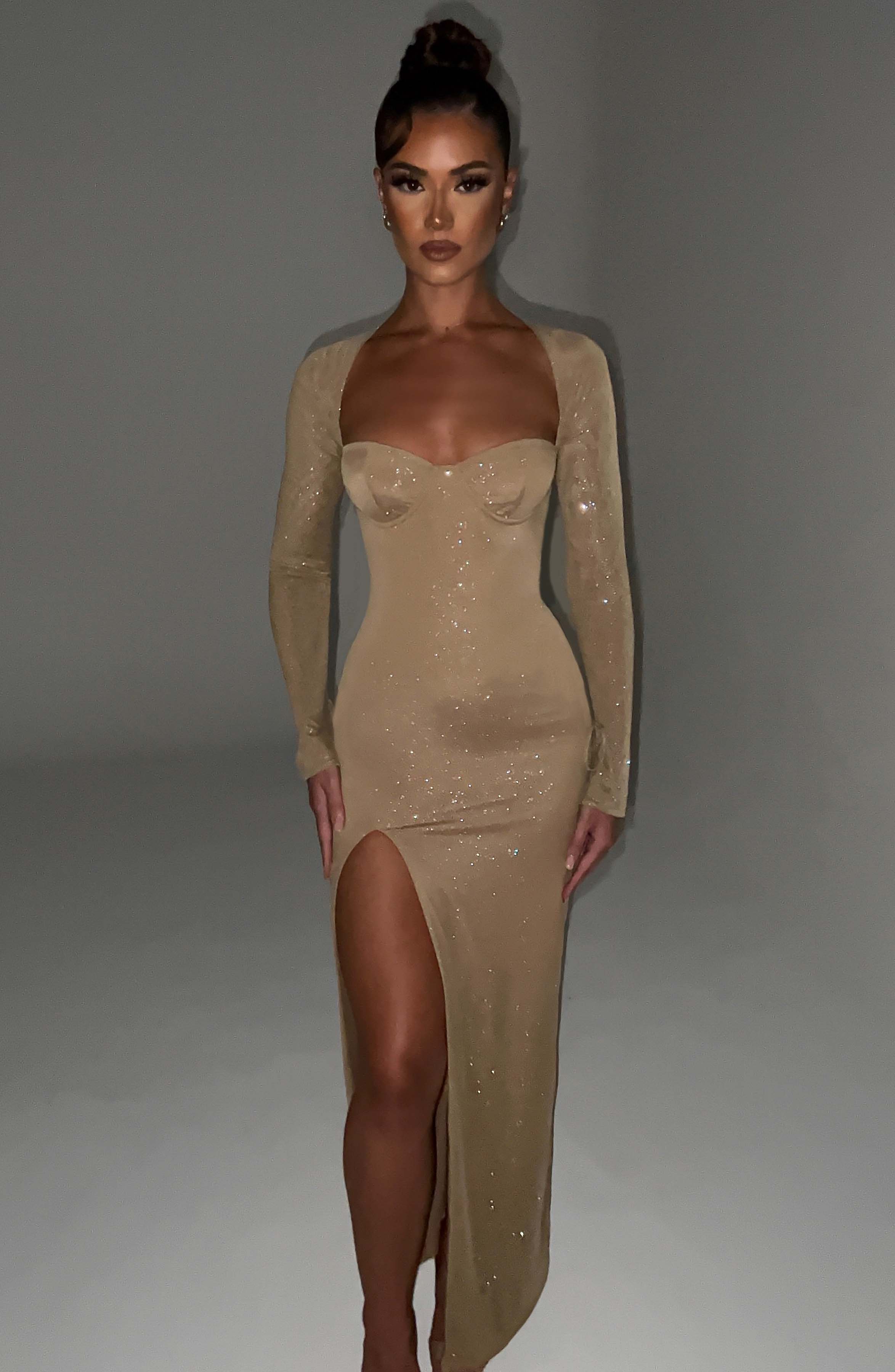 Nadia Maxi Dress - Gold Sparkle - Napalia