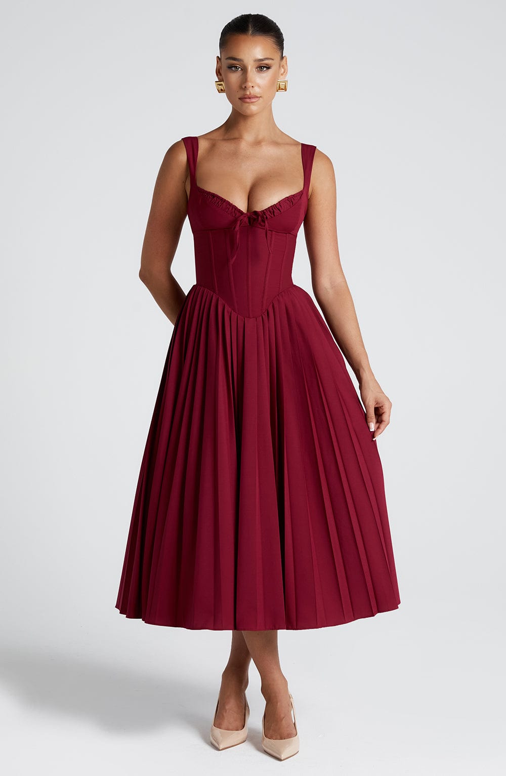 Natassia Midi Dress - Berry - Napalia