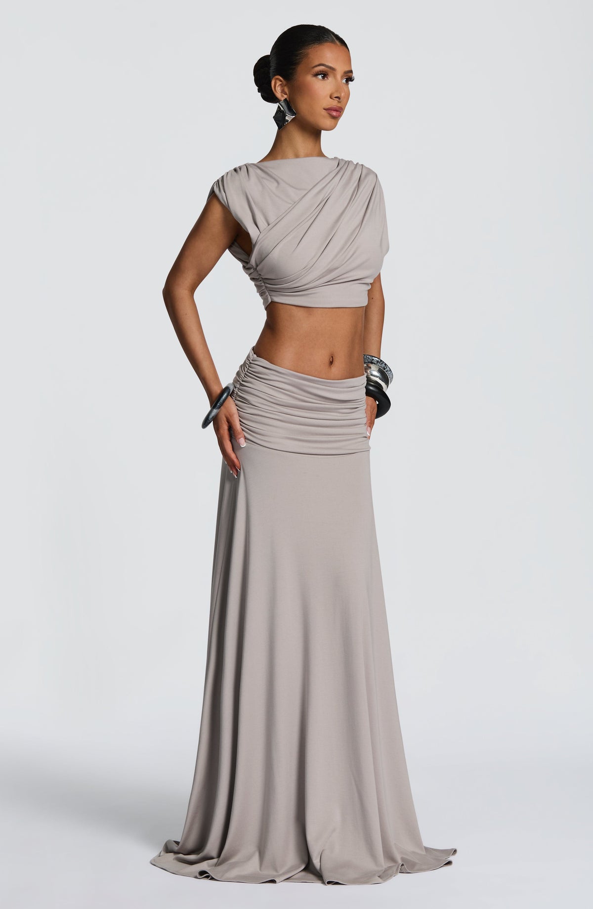 Paige Maxi Skirt - Light Grey - Napalia